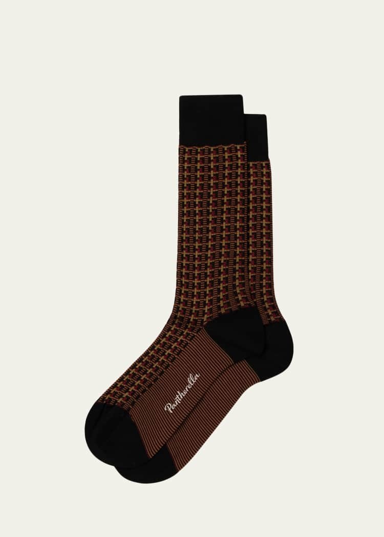 Pantherella “Randolph” Cotton-Blend Dress Socks Black Os