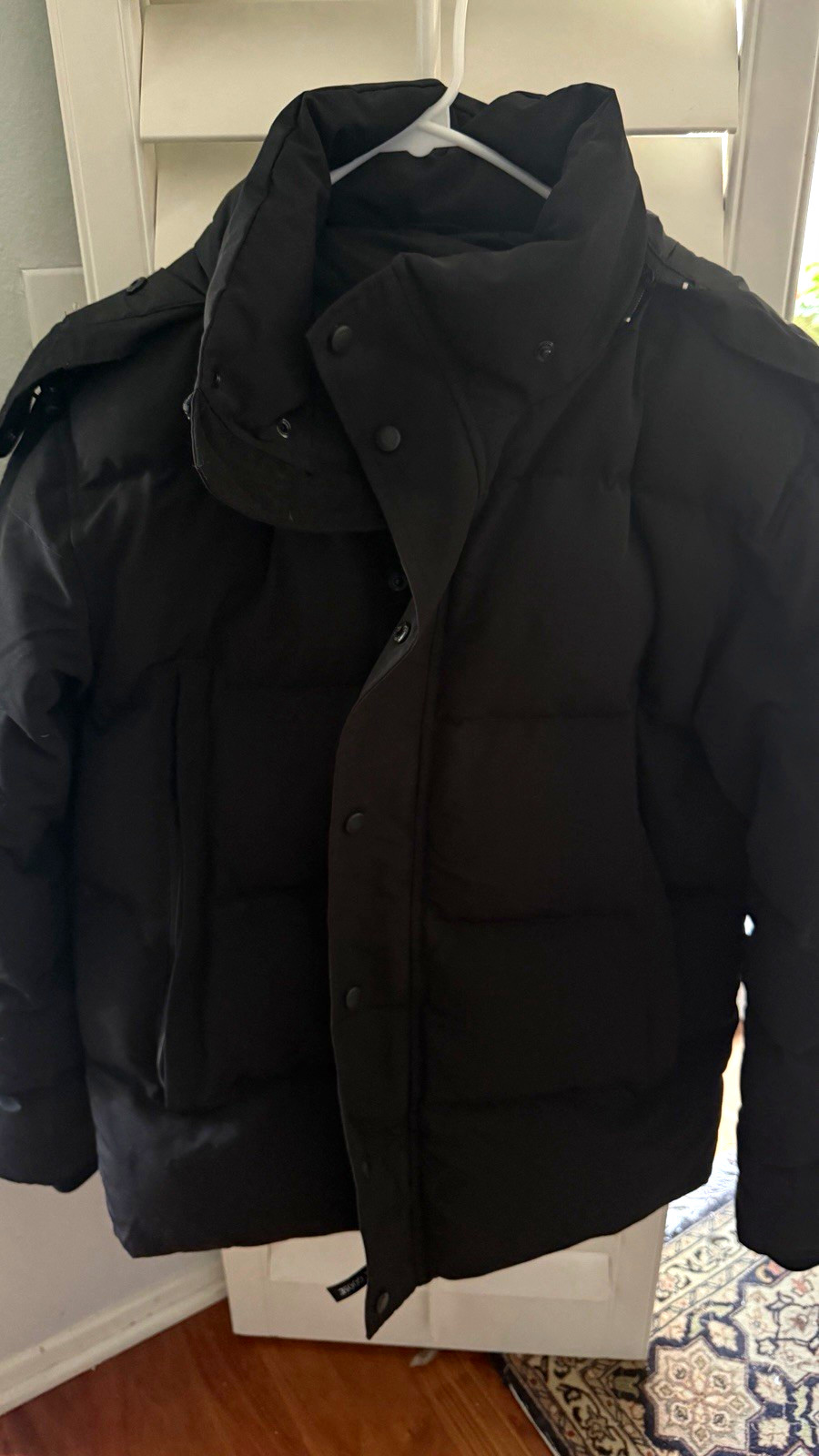 Canada Goose Black Down Puffer Jacket Fur Trim Hood Fusion Fit Men’s L