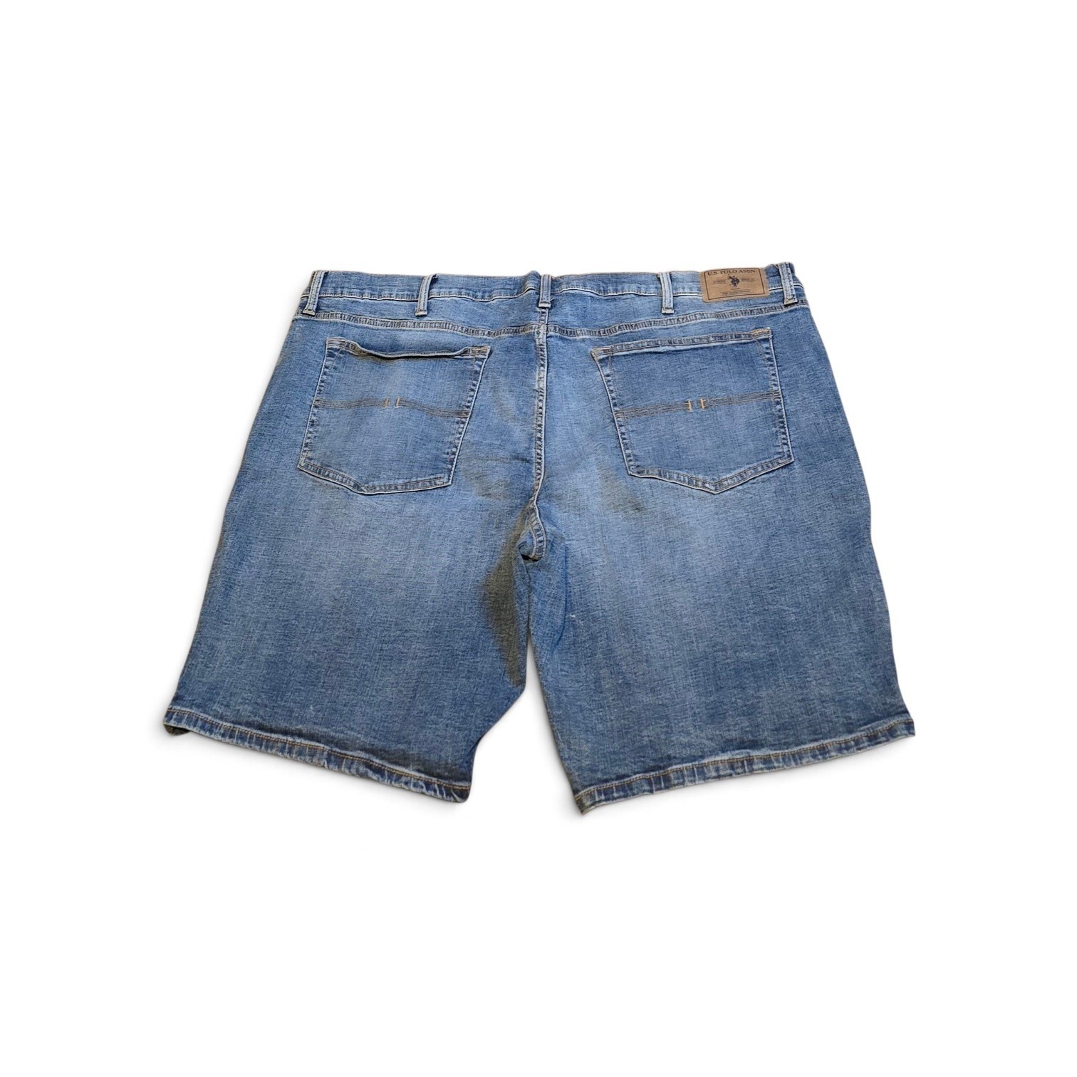 US Polo Assn Mens W46 Blue Denim Shorts Activate Stretch Light Wash Casual