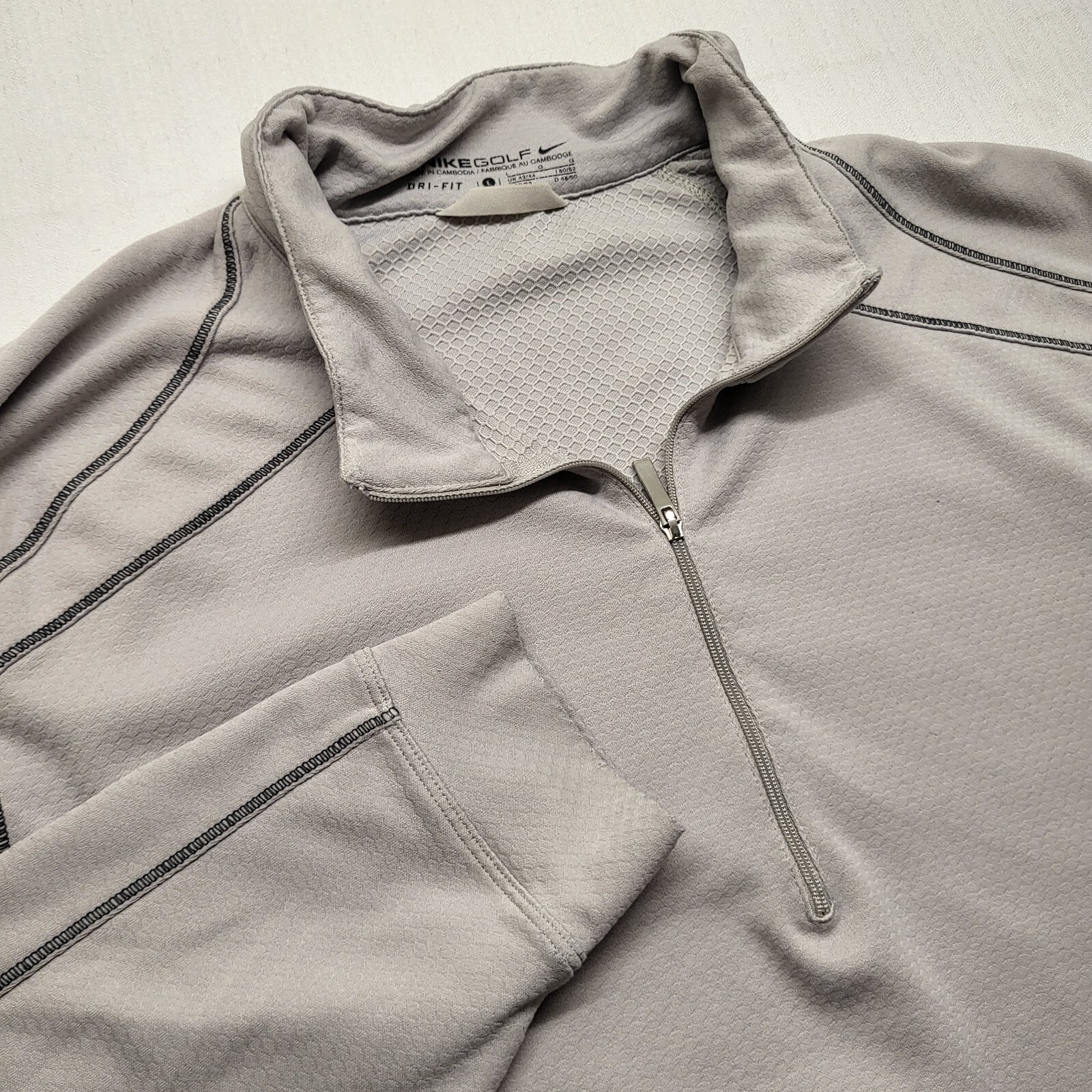 Nike Golf 1/2 Zip Dri Fit Pullover Mens Large Gray Long Sleeve Stretch Mock Neck