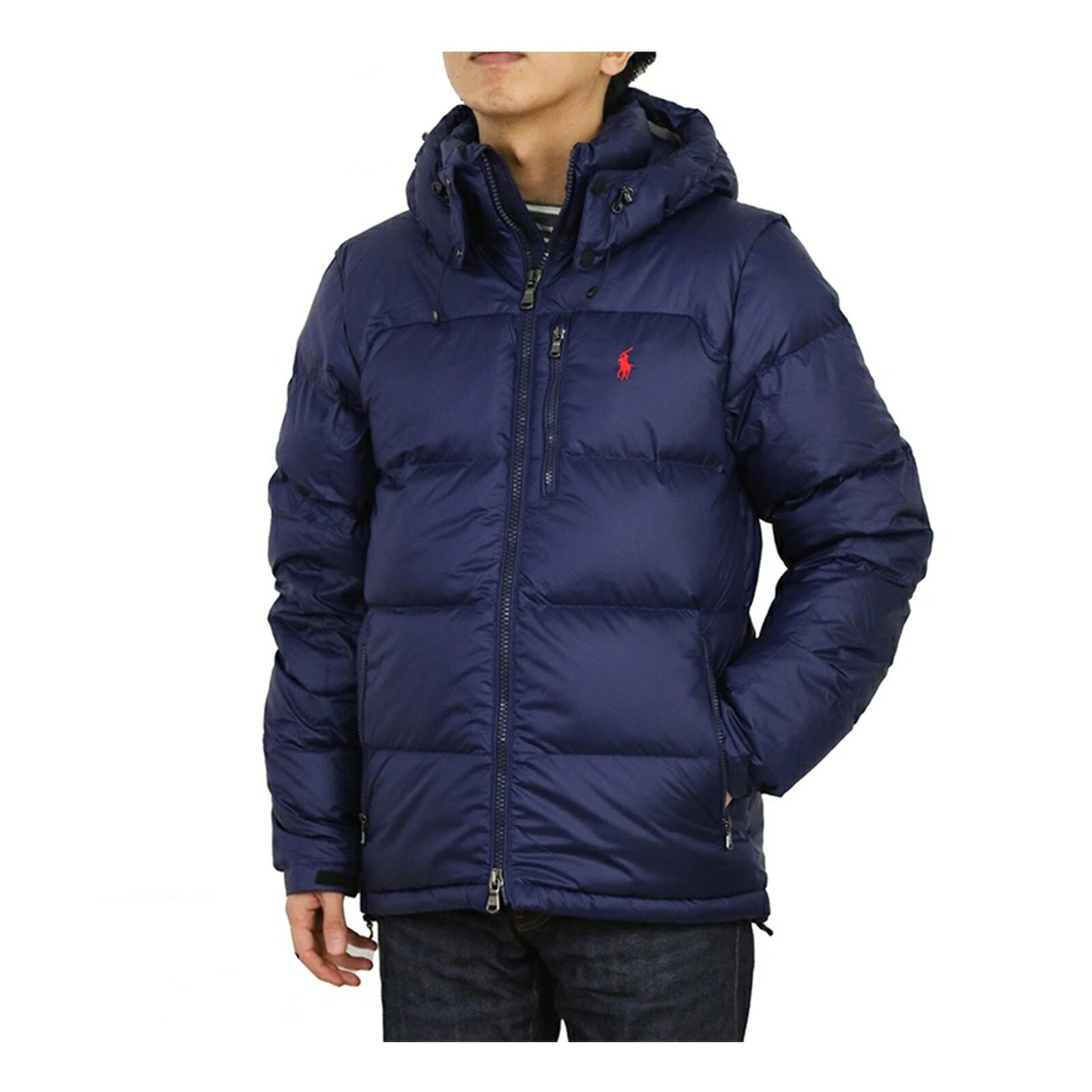 Polo Ralph Lauren Performance Hooded Puffer Down Jacket Coat – Navy (Red) –