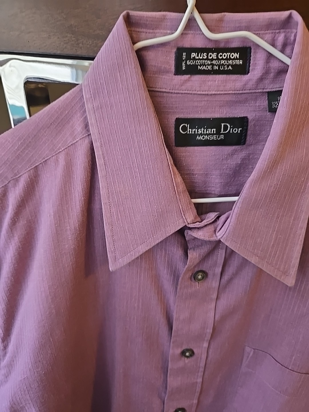 Vintage 80s Christian Dior Monsieur Plum Striped LS Button Up Shirt Size 16