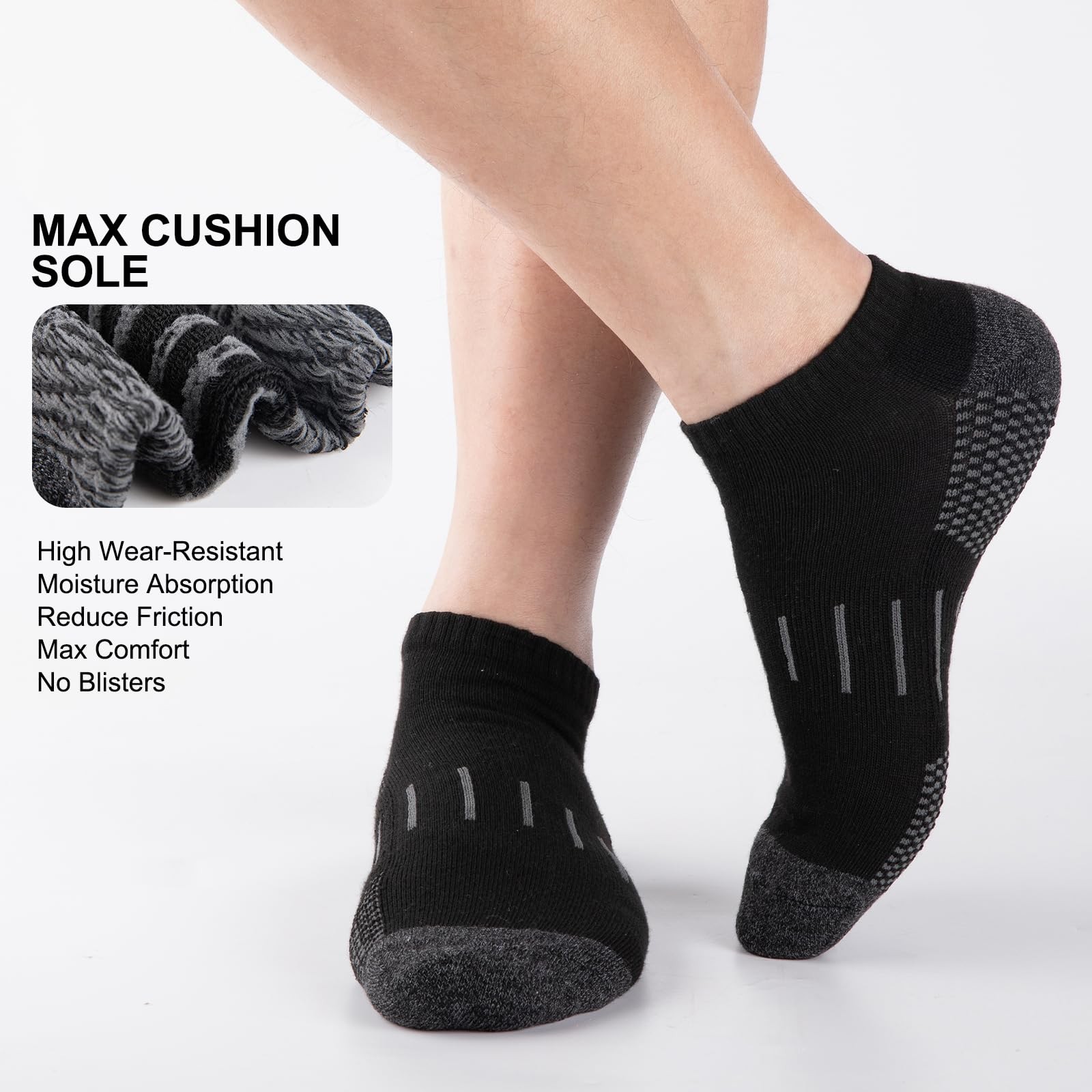 Men’s Athletic Ankle Socks Moisture Wicking Cushion Sports Running Low Cut So…
