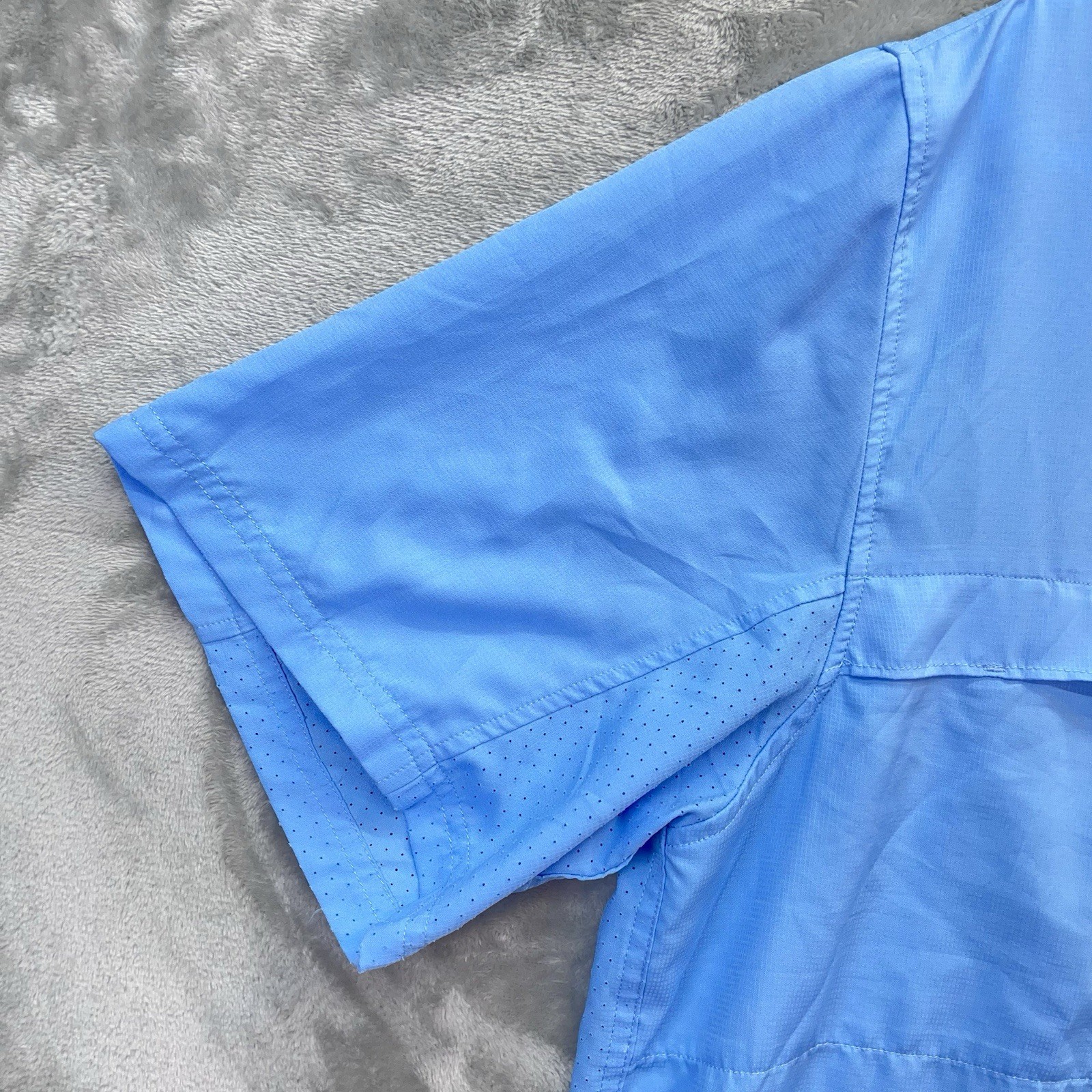 Huk Shirt Men’s 2XL Tide Point Fishing Woven sport Vented Performance Guide blue