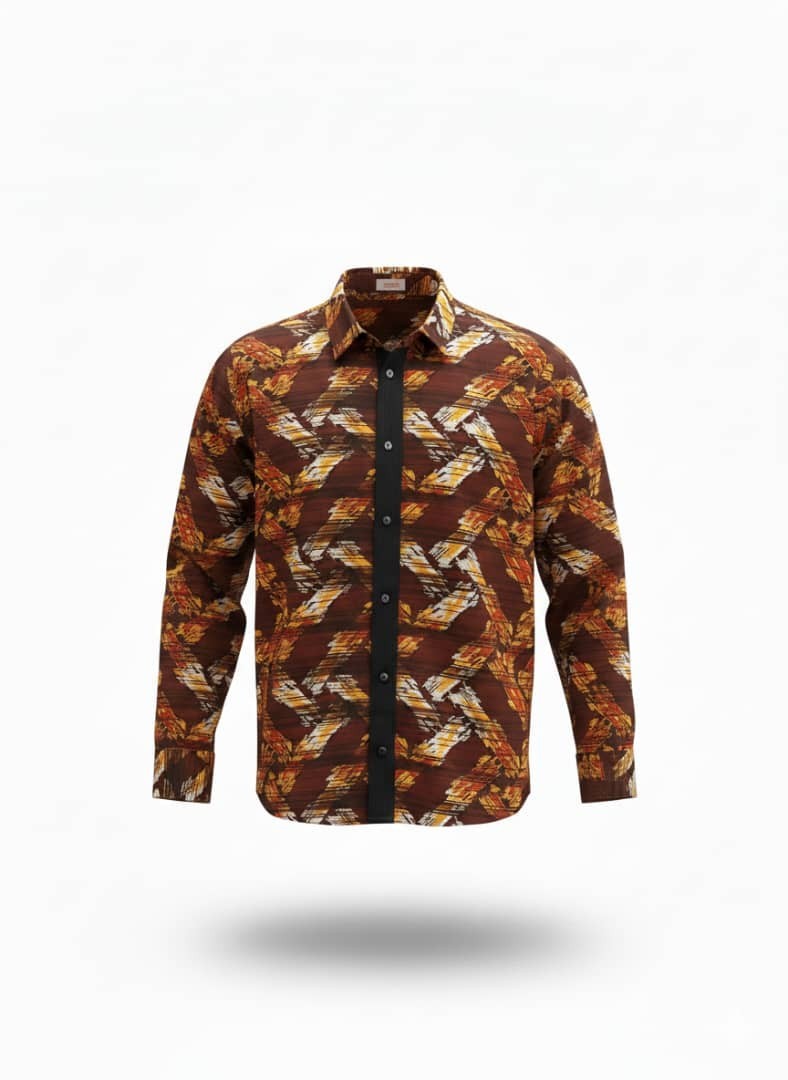 Men’s Long Sleeve Button-Up Casual African Shirts Chest 48 inches Size 2XL