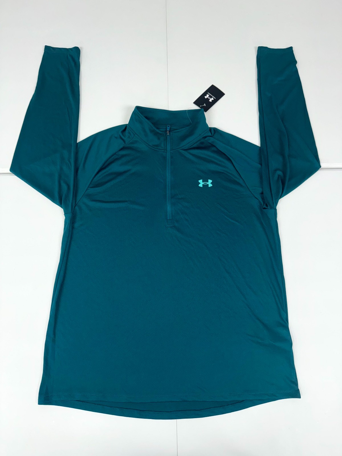 Under Armour UA Tech 2.0 1/2 Zip Men’s XL Turquoise Textured Logo 1328495