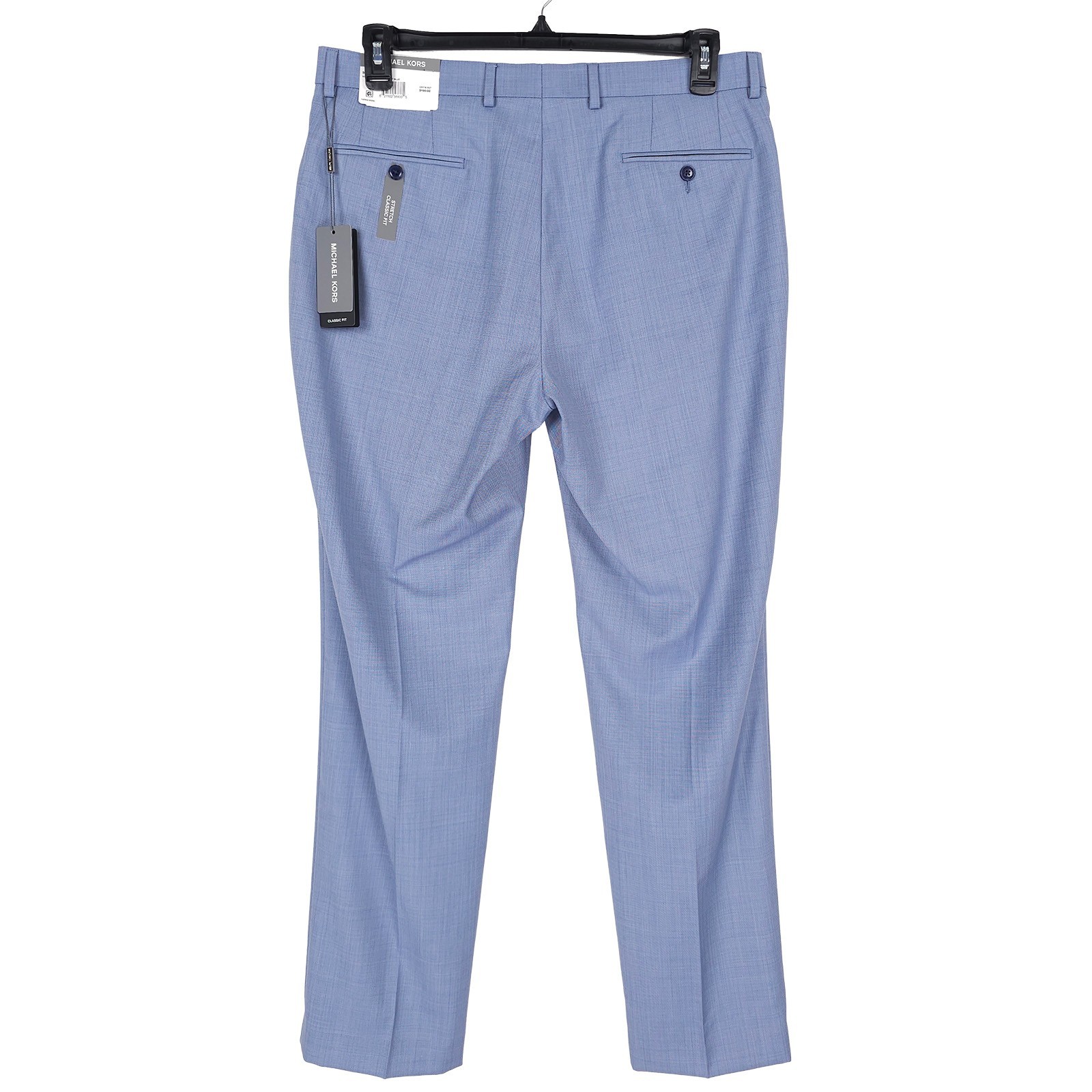 Michael Kors Mens Classic Fit Suit Pants 38×30 Light Blue Solid Stretch Wool NWT