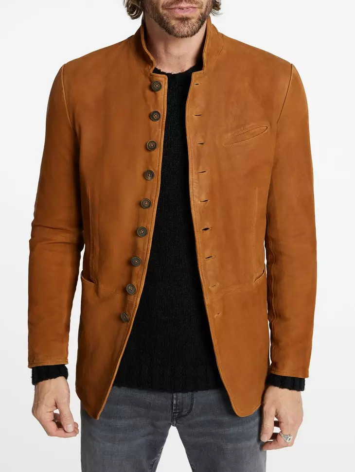 Men’s Brown Leather Trucker Jacket Suede Custom Made Size S M L XL 2XL 3XL 4XL