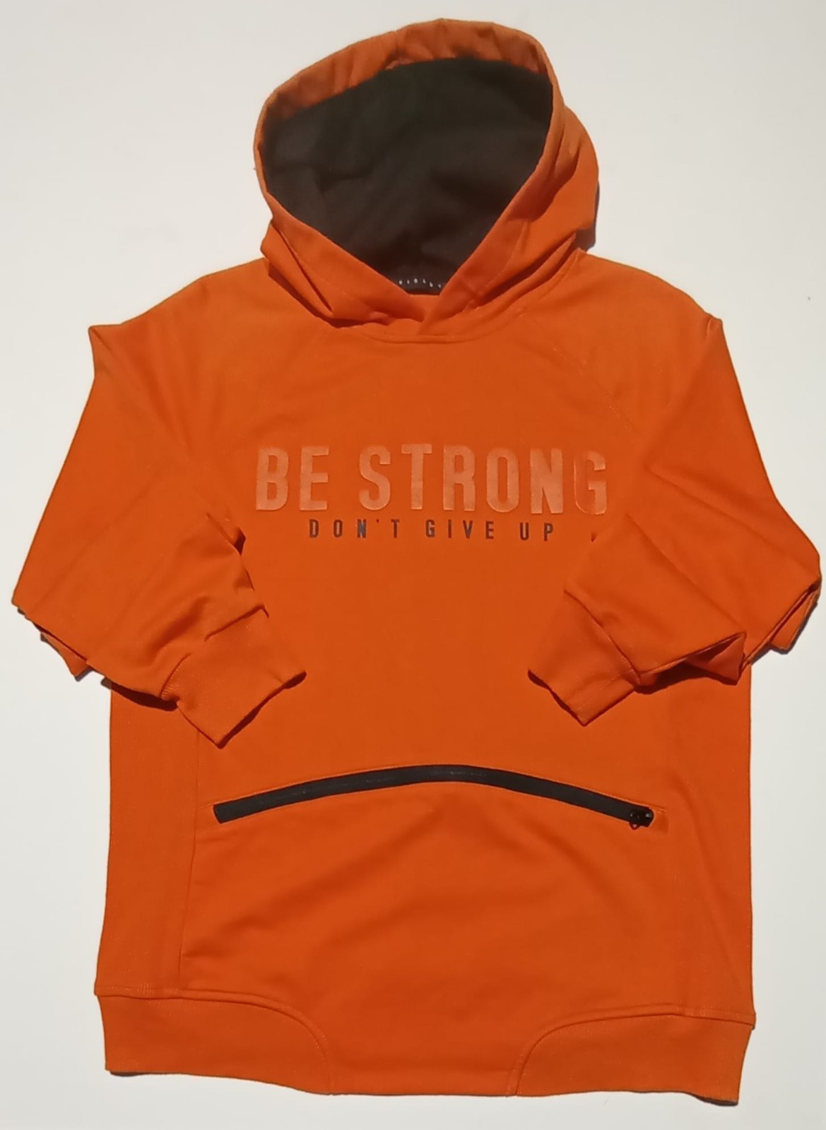 Sisley Boys Hoodie Sweatshirt 13 14 Years Orange Black Pocket Zipped Jumper VGC