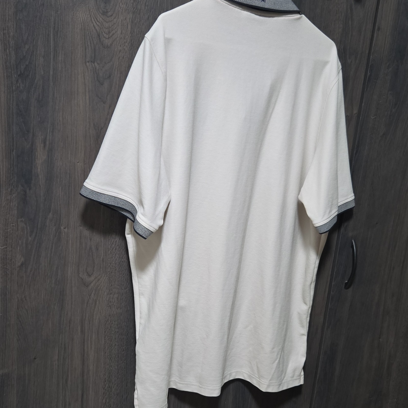 Psycho Bunny Men’s Beige Cotton Polo Shirt S Short Sleeve Logo Gray Trim