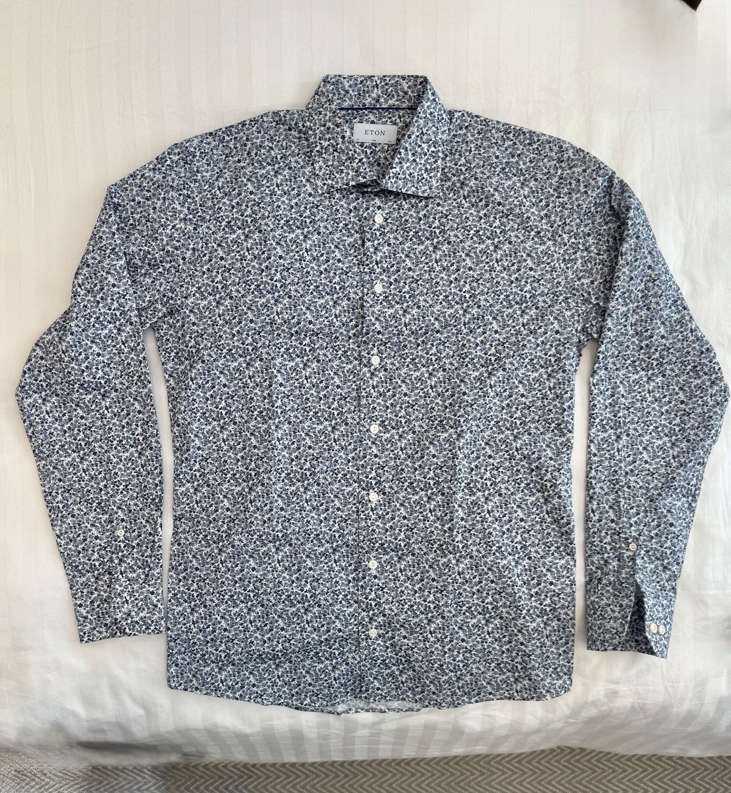 Eton Contemporary Fit Micro-Floral Dress Shirt Blue Grey 16.5 42 NWOT $250