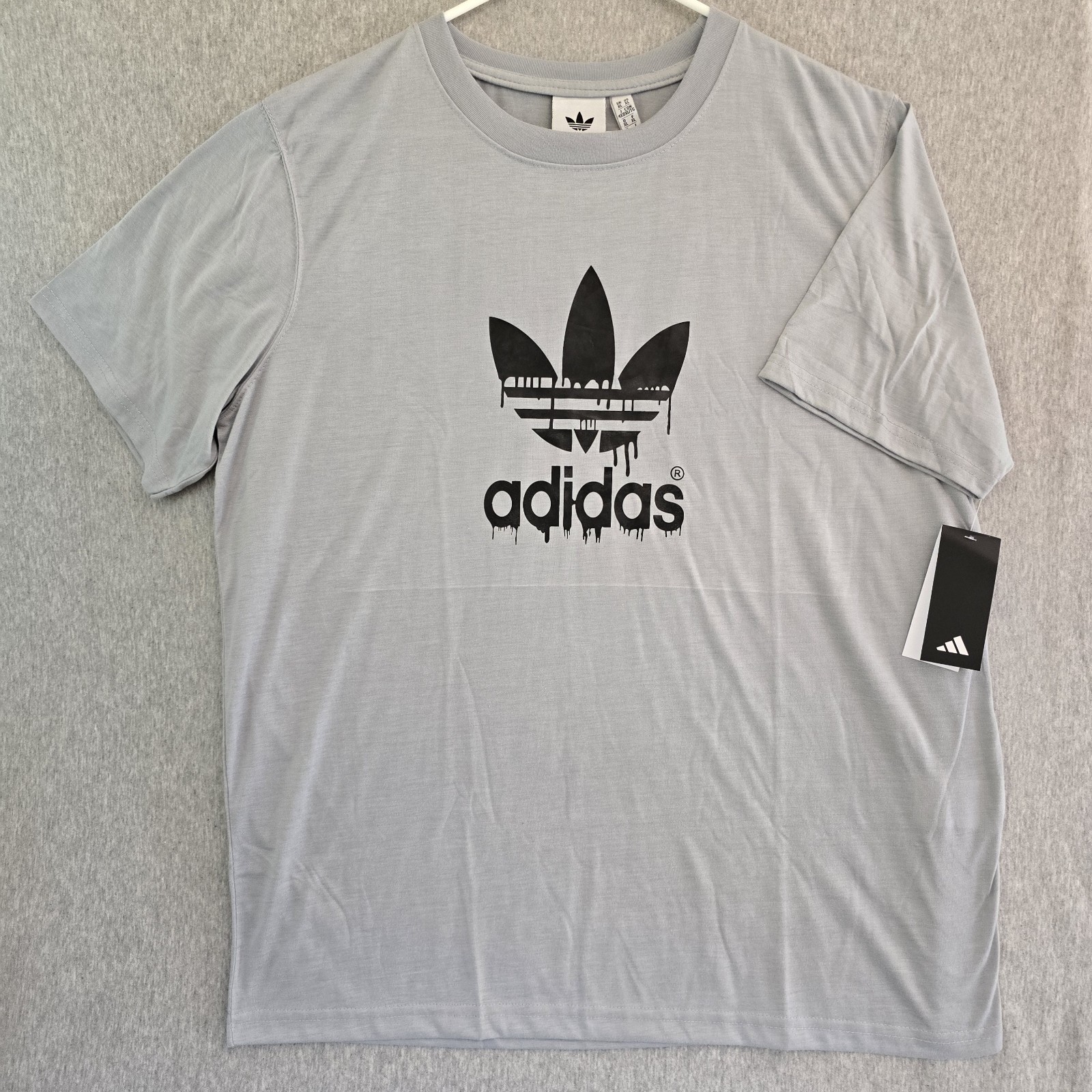 Adidas Originals Drip Trefoil Logo NWT Gray Soft T-Shirt Streetwear XL Unisex