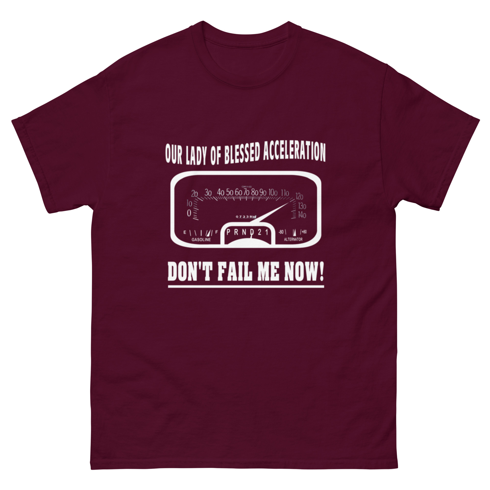 OUR LADY OF BLESSED ACCELERATION T SHIRT THE BLUES BROTHERS BLUESMOBILE CHICAGO