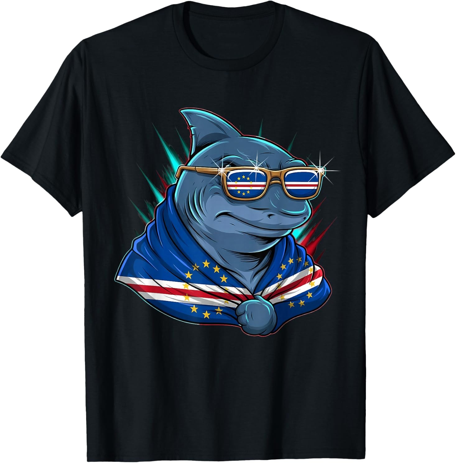 Cape Verde Flag Shark Cape Verdean Roots Cabo Verde T-Shirt