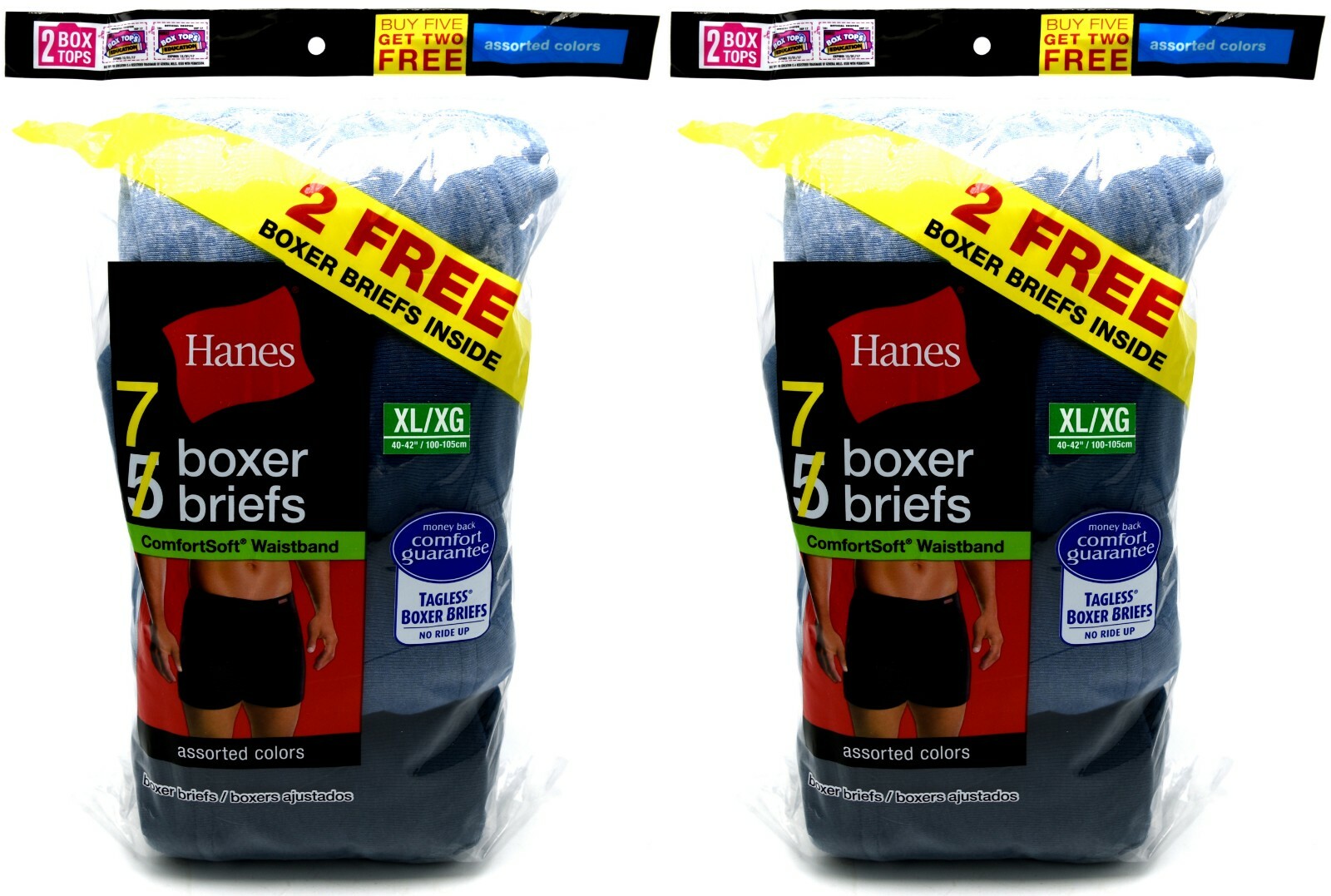 14 Hanes Blue XL 40-42 Inch Boxer Briefs ComfortSoft Waistband XG 100-105 CM