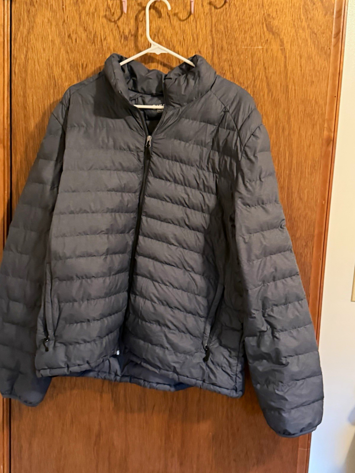 HeatKeep Men’s Full Zip Insulated Puffer Jacket Stand-Up Collar Gray XXL