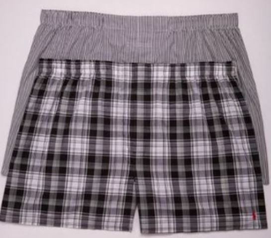 2 GENUINE RALPH LAUREN POLO 5XL 56 IN BIG & TALL BLACK GRAY WOVEN COTTON BOXERS