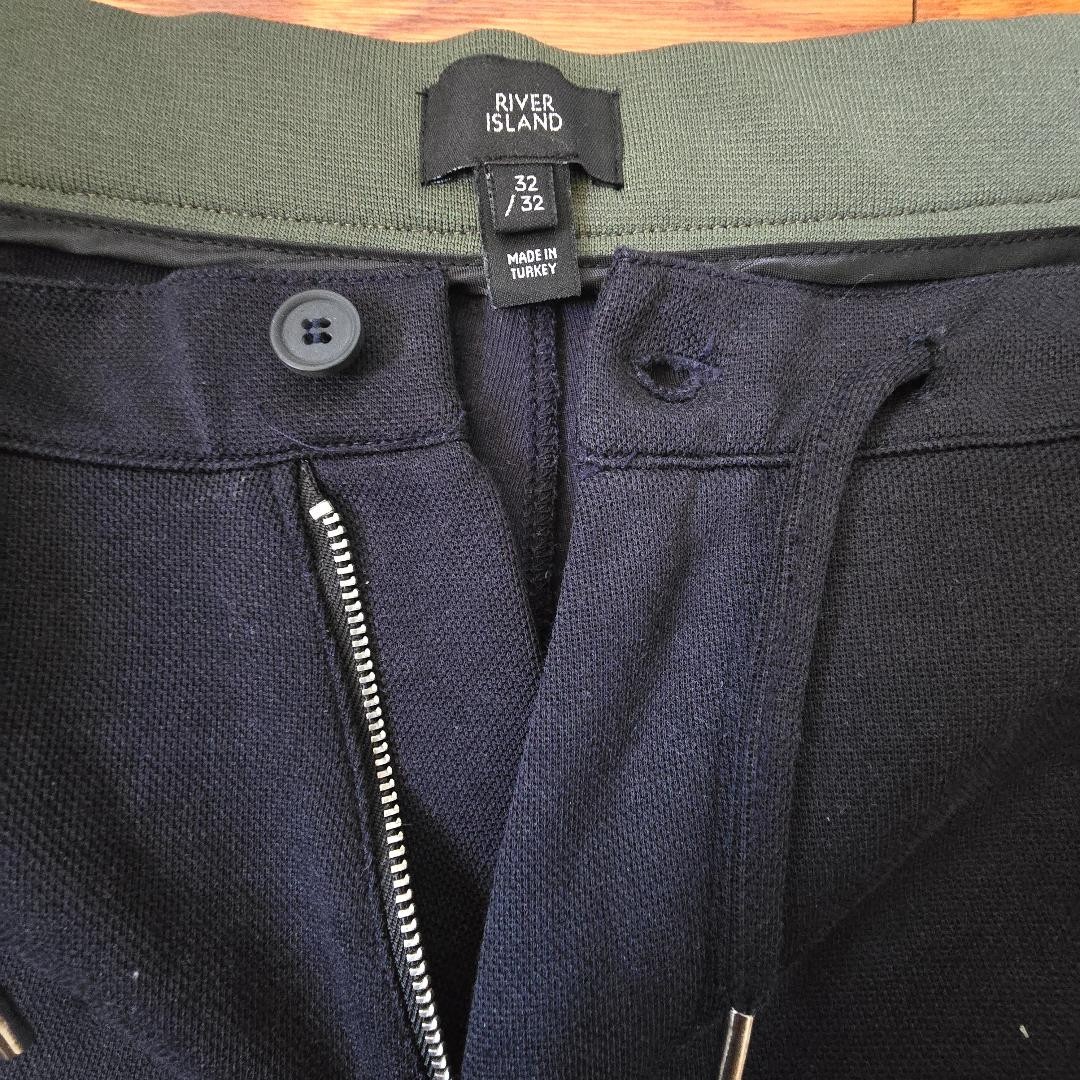 River Island Mens Joggers Sweatpants Activewear – Size 32R – Blue -FREE SHIPPING