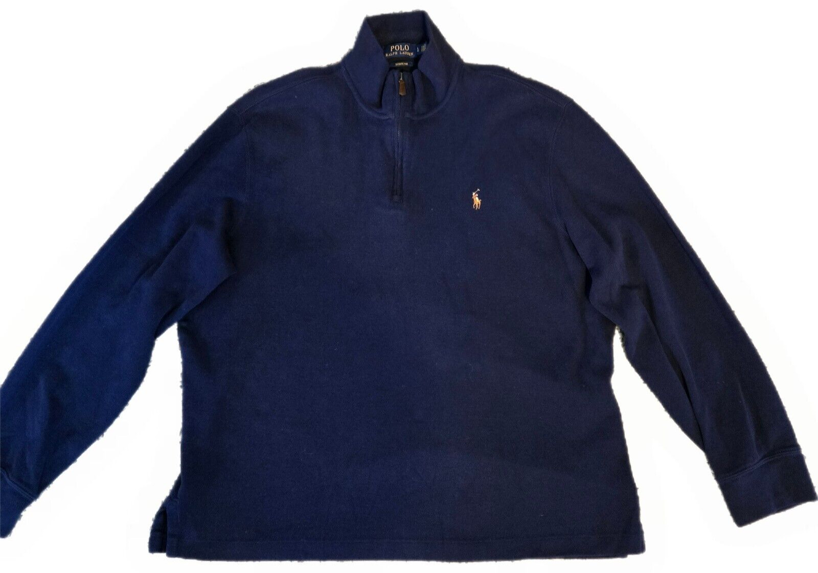 Polo Ralph Lauren Top Large Mens Estate Rib Pullover Navy Blue Chest 48 inches