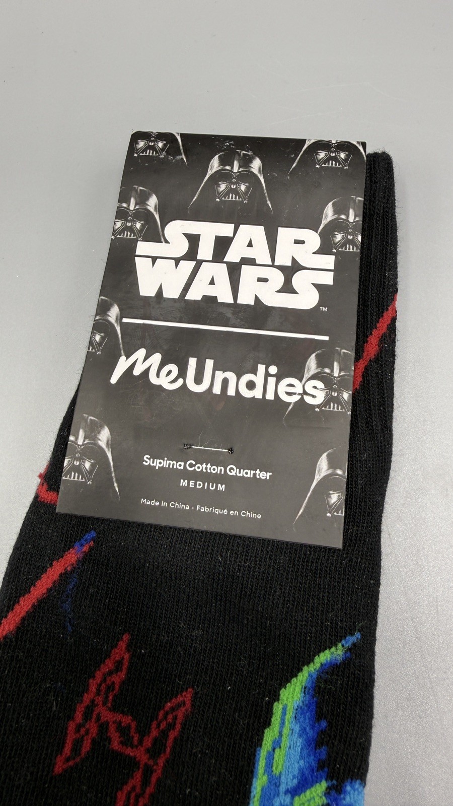 Me Undies × STAR WARS Darth Vade CREW SOCKS Soft Cotton Flat toe seam UNISEX