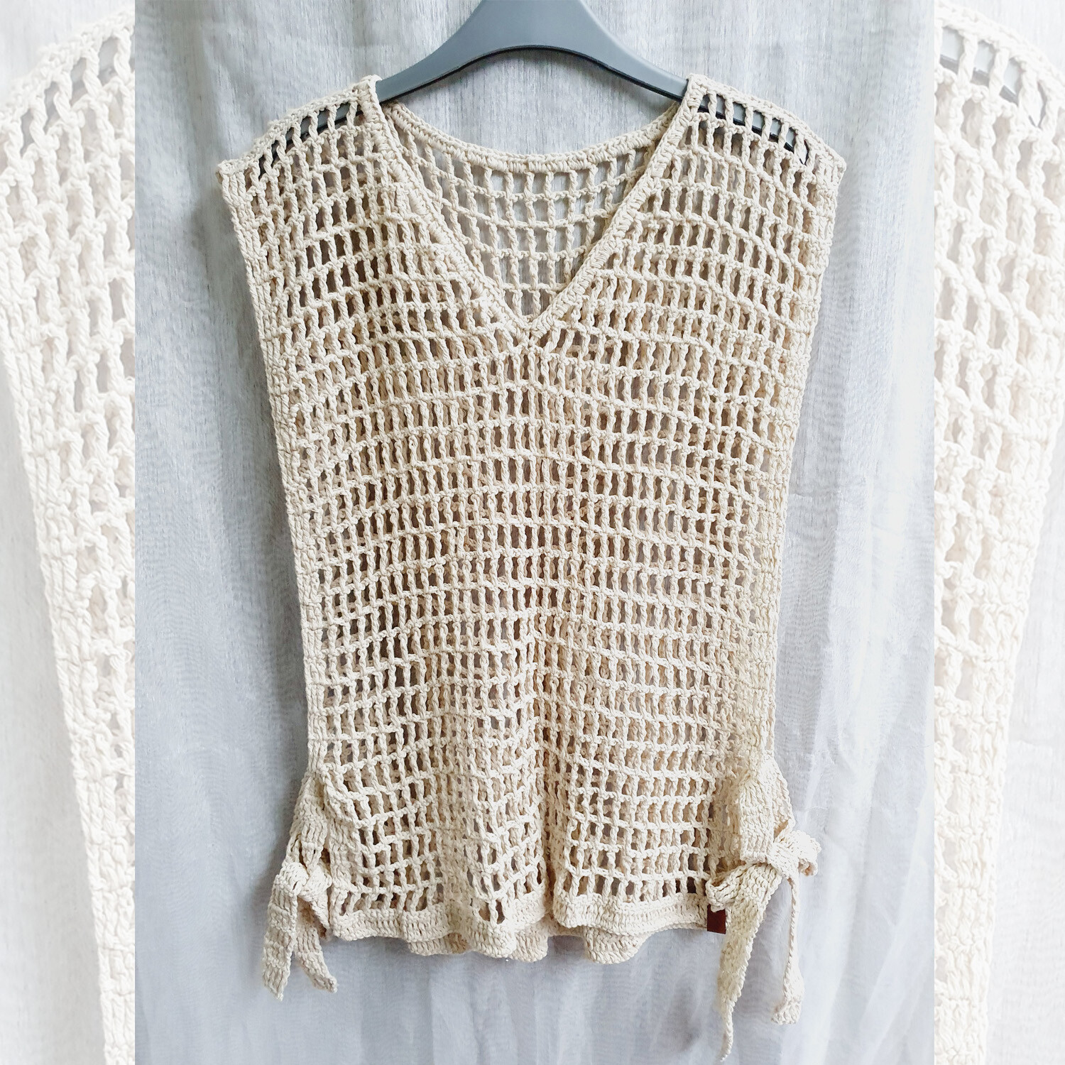 100% Handmade Men Crochet Cotton Mesh Shirt New Gift Men’s Vest Top