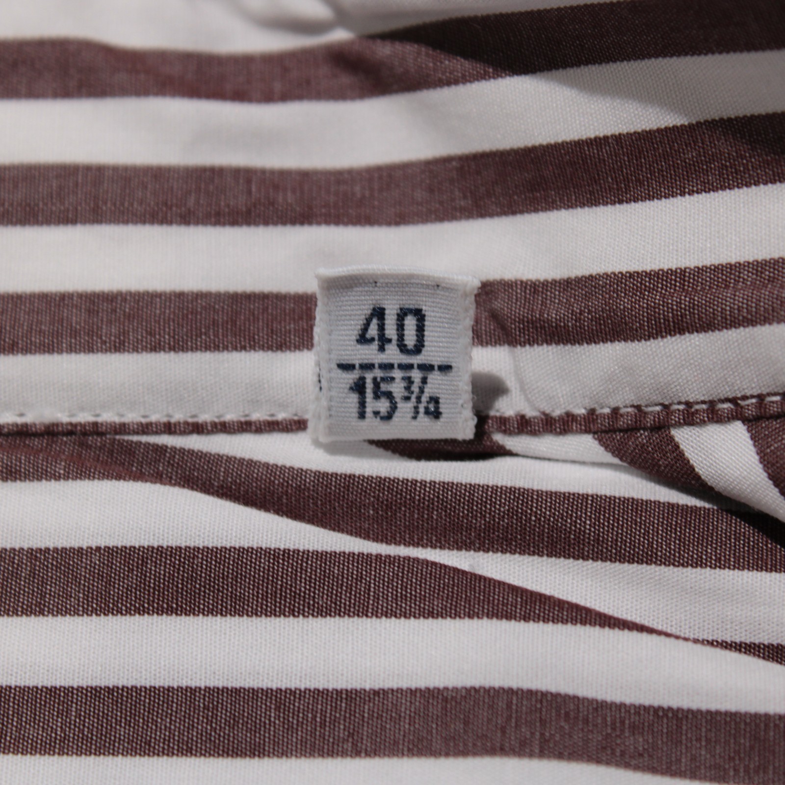 Caliban NWT Dress Shirt Size 40 15.75 Regular Brown & White Stripes 100% Cotton