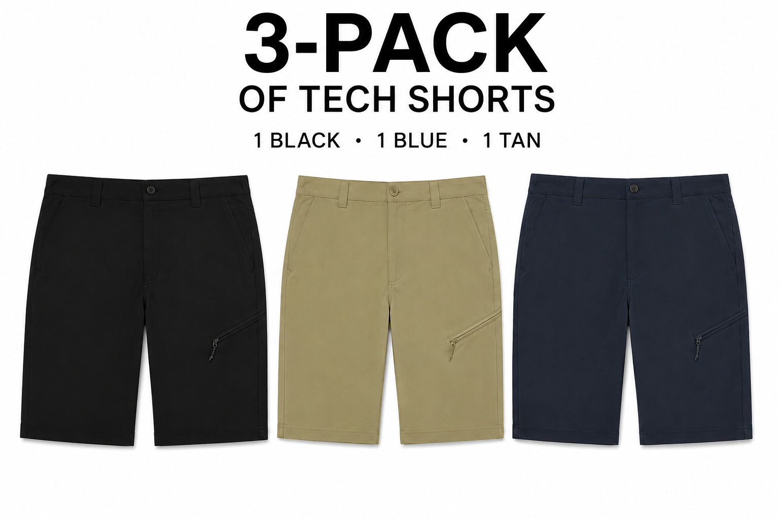 3-Pack Of Weatherproof Vintage Men’s Short Regular Fit Active Stretch 3 Colors