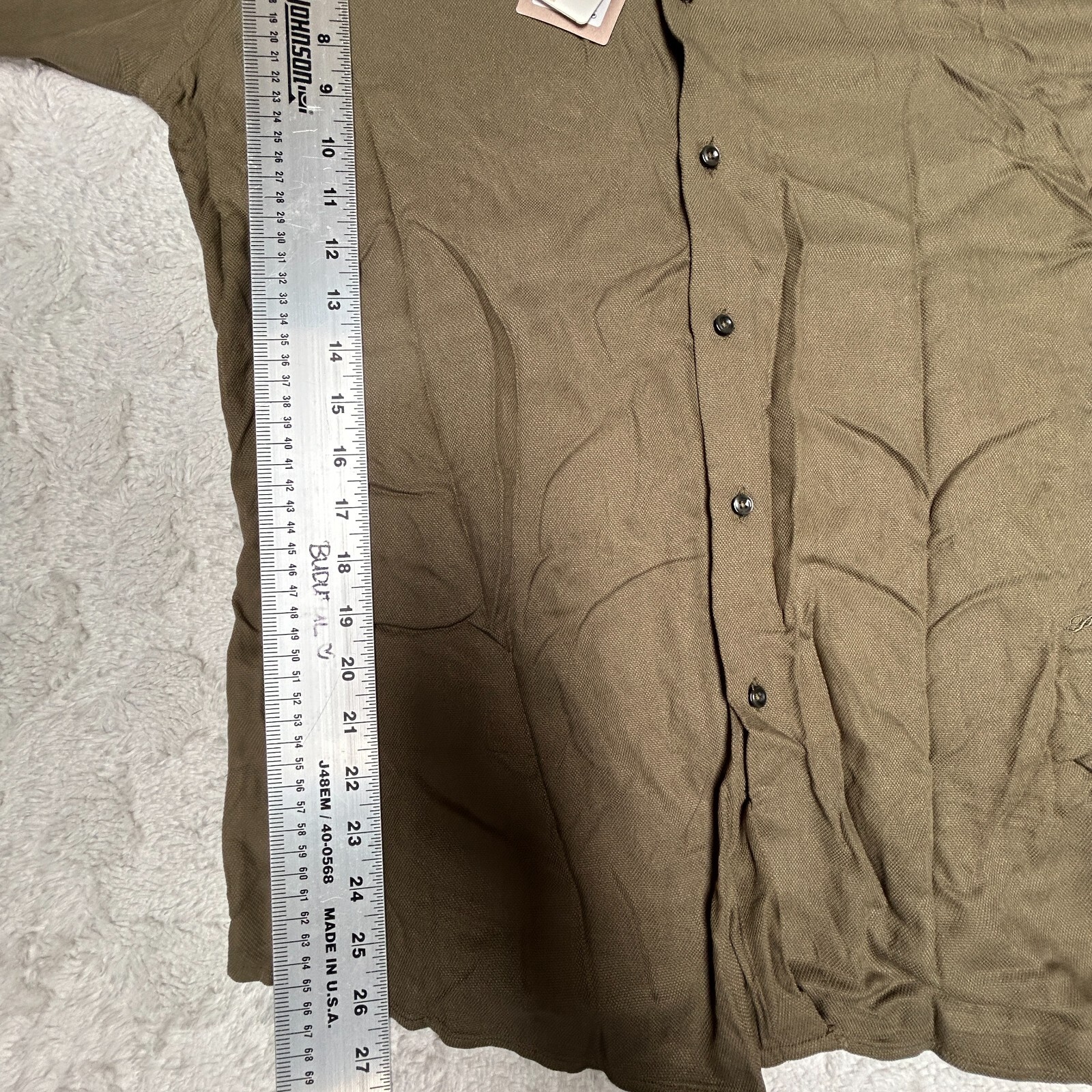 New Porter & Ash Inspired by Simplicity Mens Large Green Rayon Button-Up Shirt