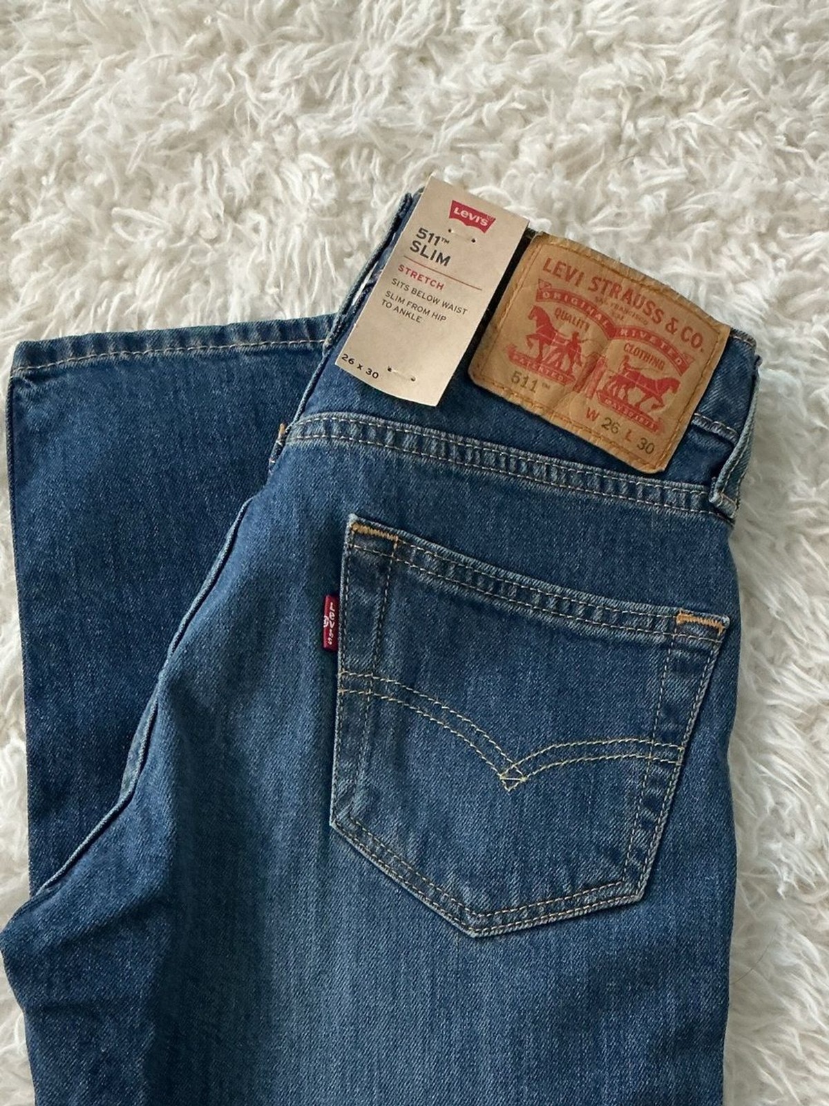 Levi’s 511 Slim Fit Jeans Men’s 26×30 Blue Stretch Denim NWT Classic Modern Fit