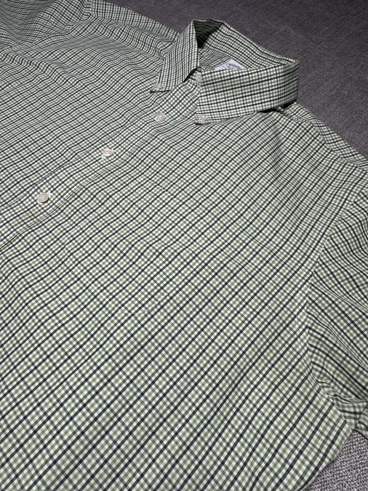 Brooks Brothers Non-Iron Supima Cotton Mens XXL Regular Fit Plaid SS Shirt Green