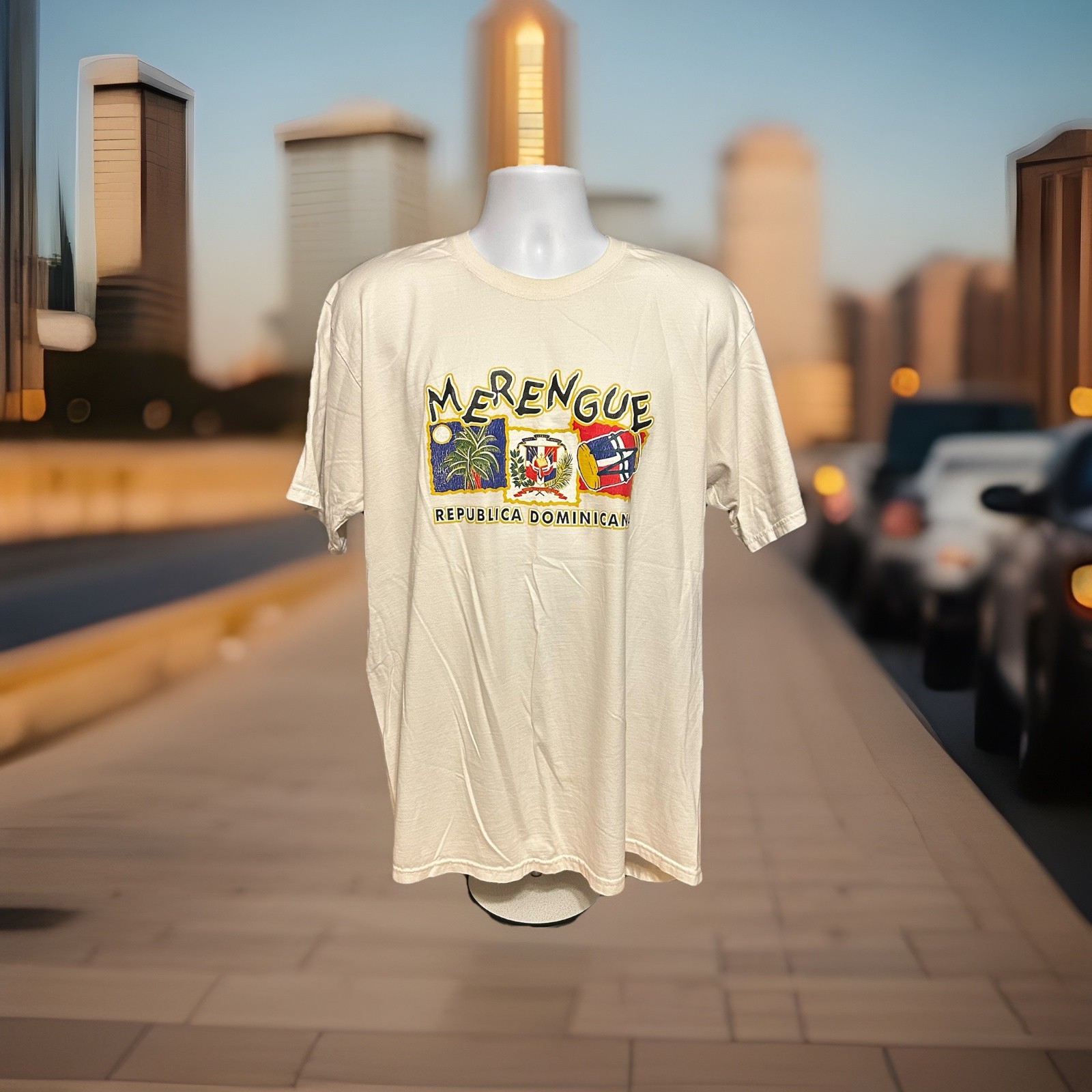 Vintage Dominican Republic Merenge Shirt Men XL White Republica Dominicana