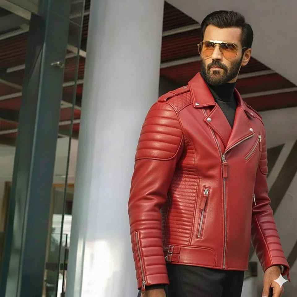 Causal Lambskin Leather Motorcycle Men’s Handmade New Jacket Real Biker Stylish