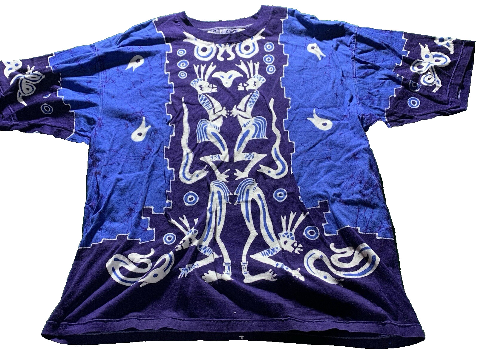 Keris Fashion Batik Shirt Unisex XL Tribal Indonesian Pattern Blue