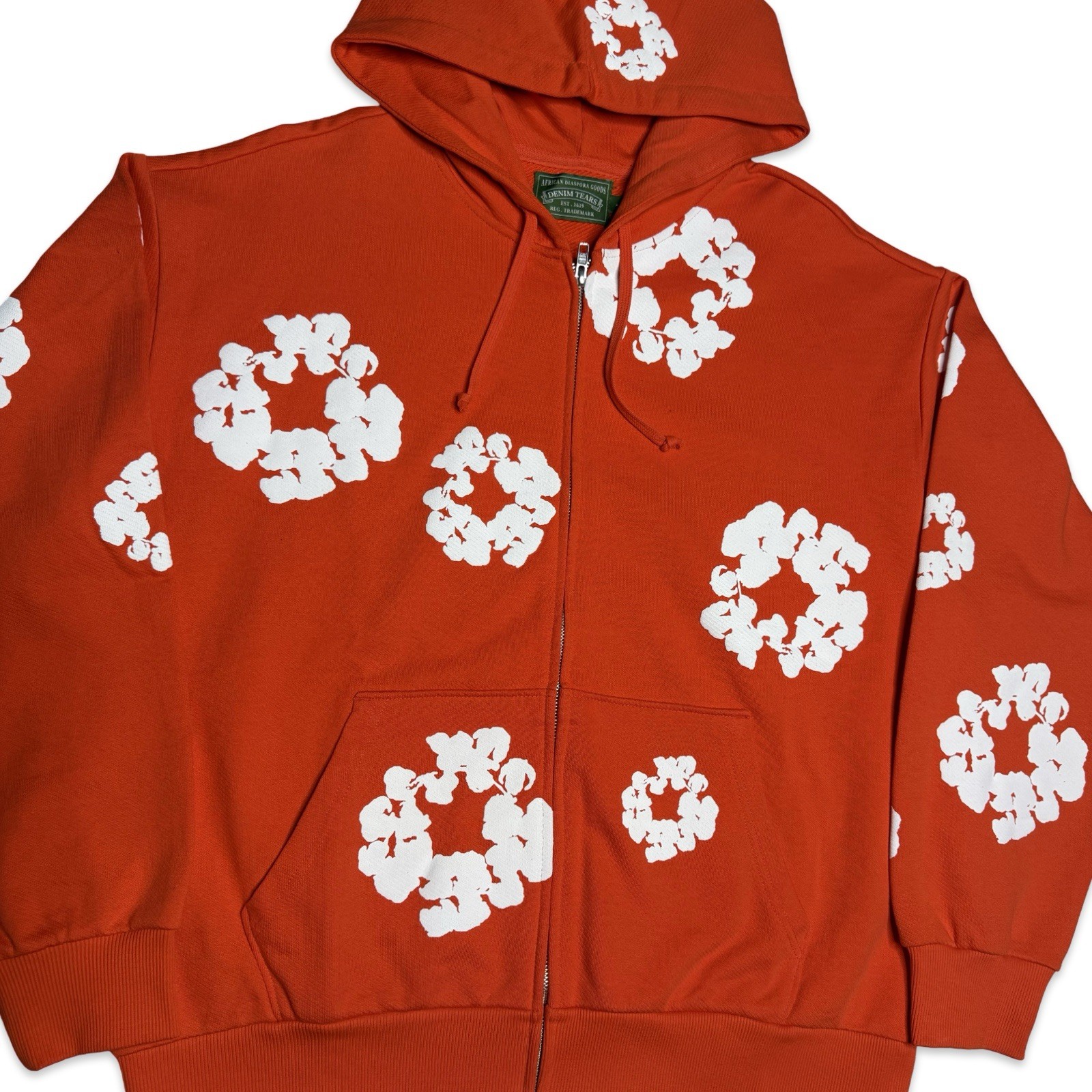 Denim Tears Cotton Wreath Zip Up Hoodie Dark Orange Size Medium 100% Authentic