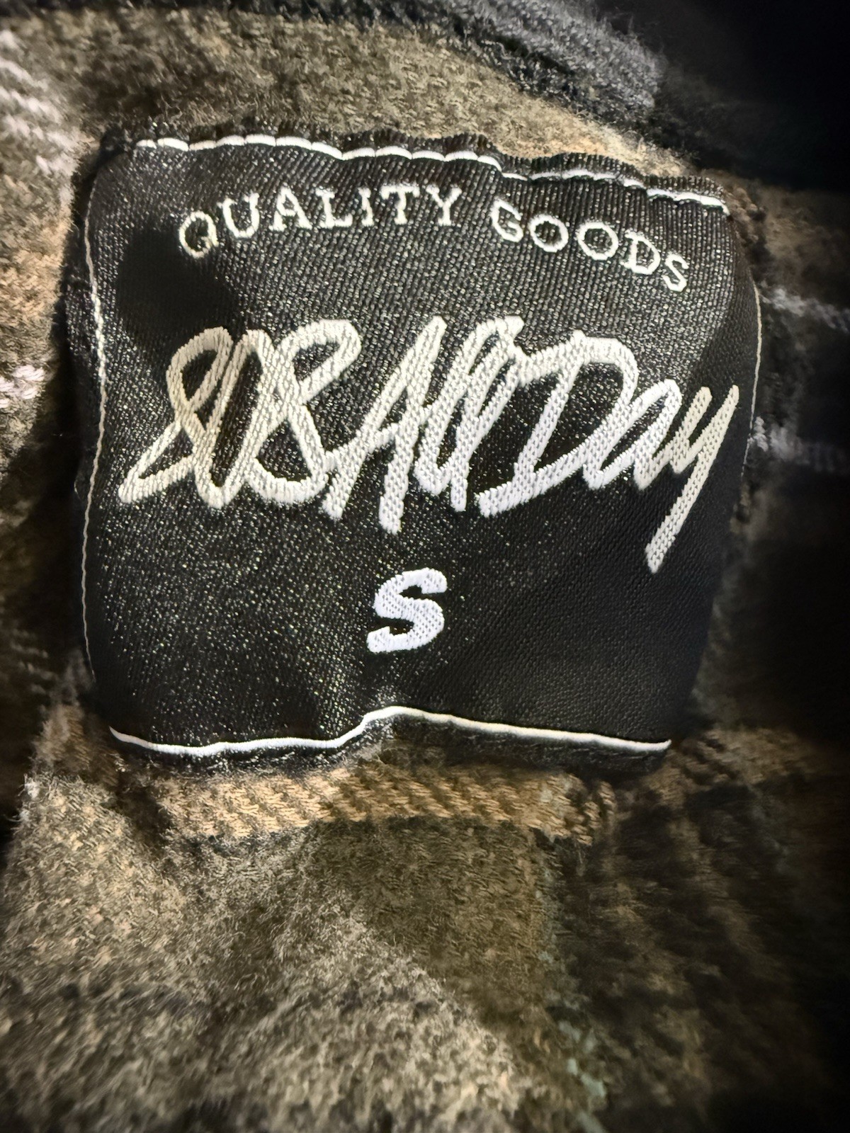 808 ALL Day Women’s Brown/Black Plaid Hooded Button-Up Shacket Jacket Size S