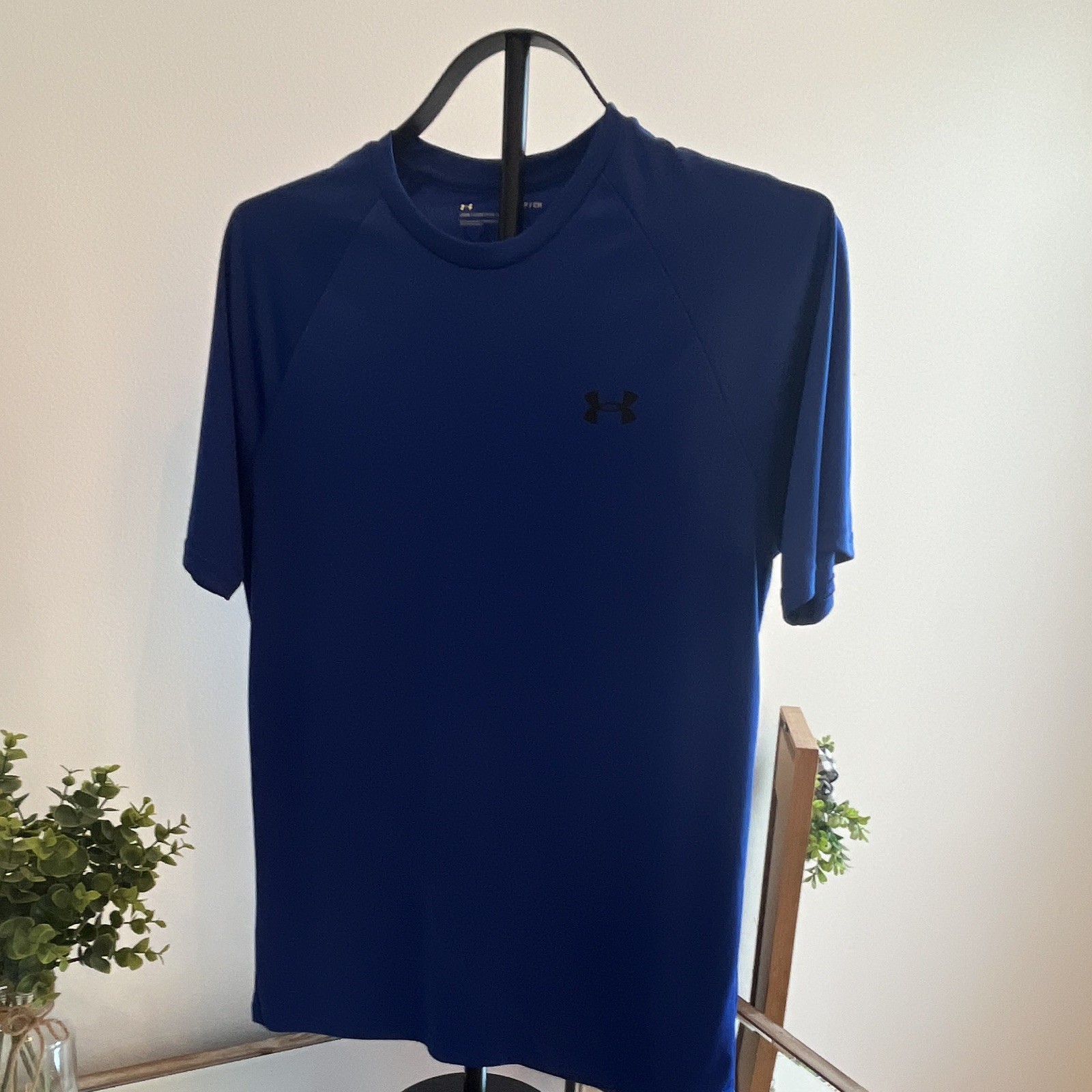 Under Armour UA Tech Men S Loose Short Sleeve Crew Neck T-Shirt Blue Logo