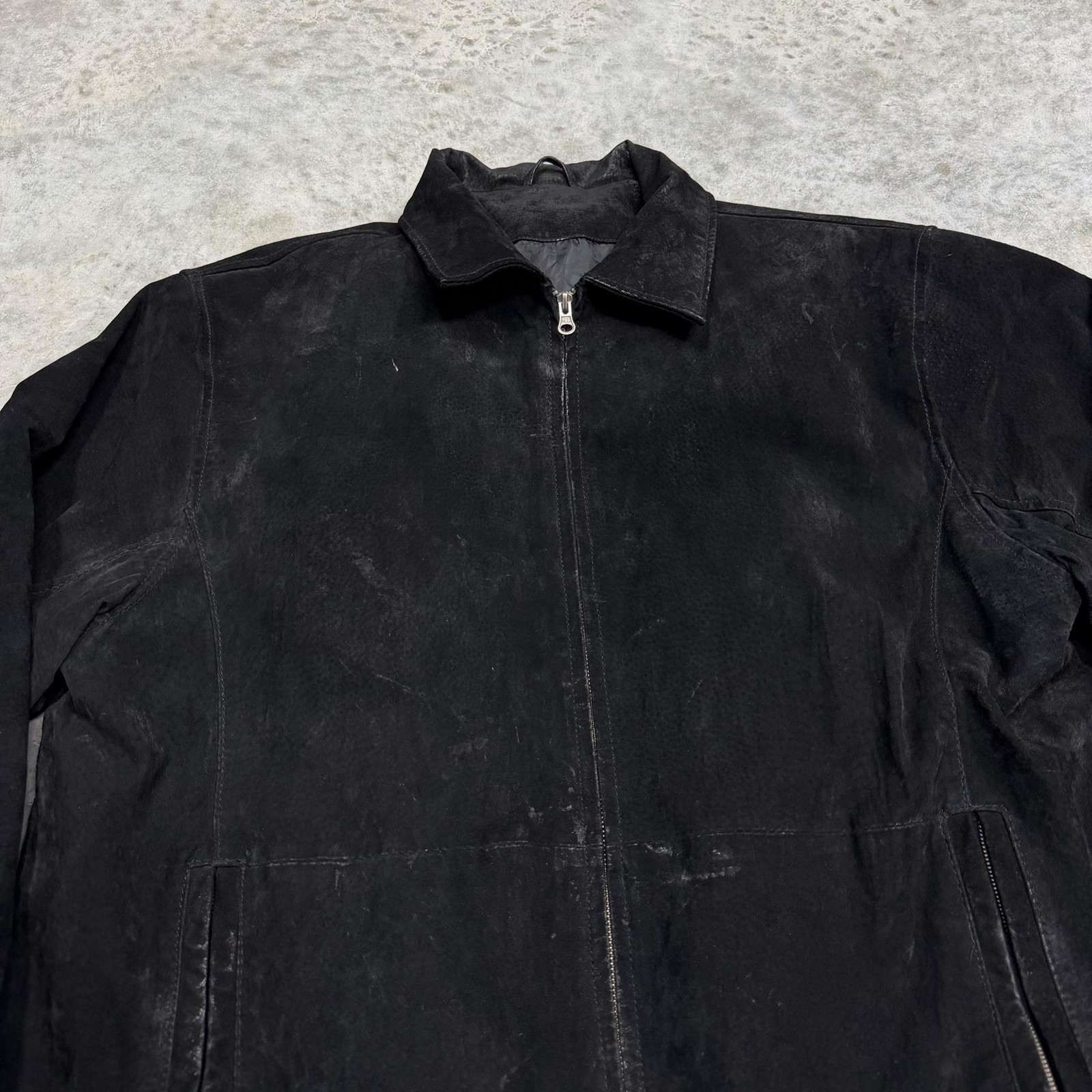 Knightsbridge Outerwear Jacket Mens Large Black Leather Zip Lined Insulated