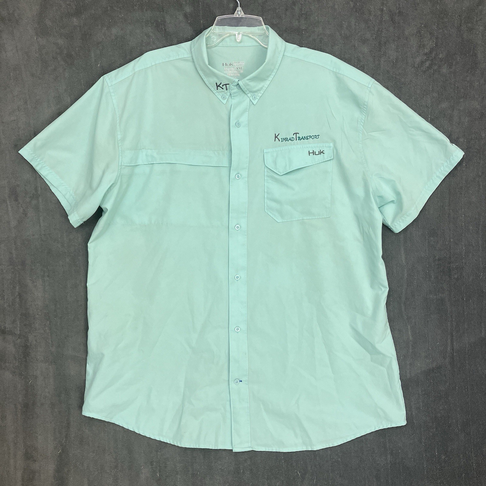 Huk Fishing Shirt Men 2XL Tide Point Short Sleeve Button Vent Performance ISSUES