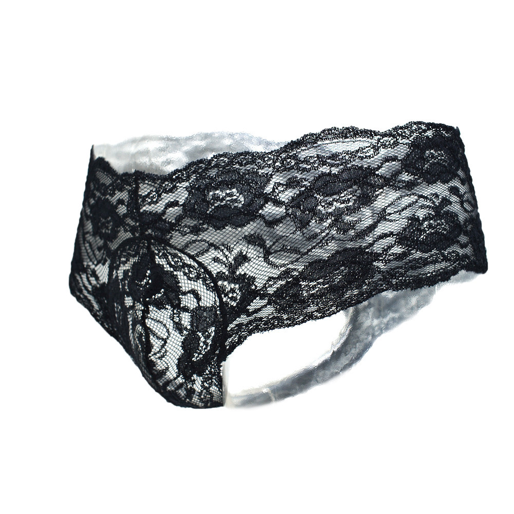 Gay Bikini Briefs Underwear Sexy Men Floral Lace Panties See-through Sissy Pouch