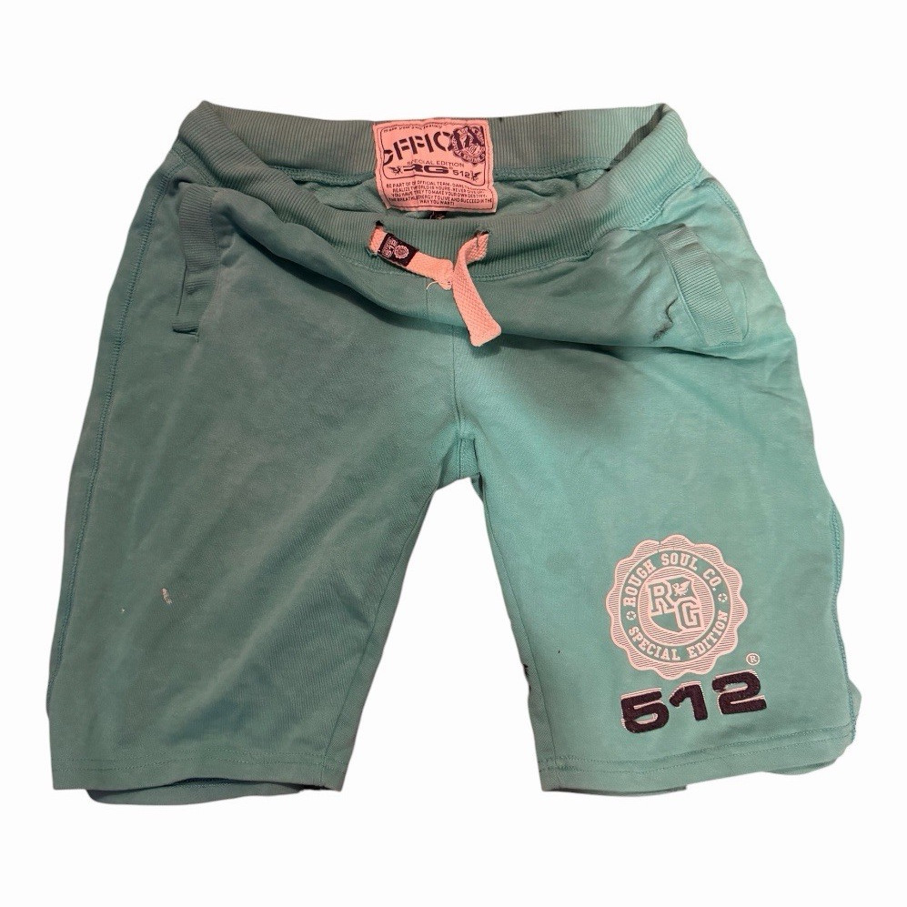 Rough Soul Co. Green Cotton Fleece Sweat Shorts Drawstring Logo Pockets Men L