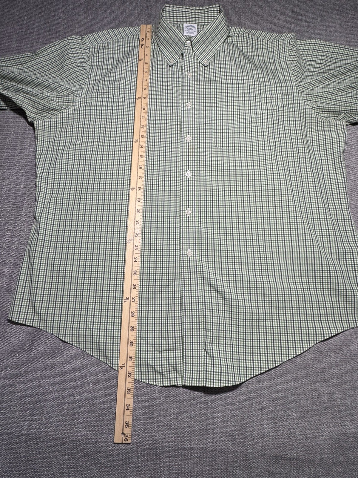 Brooks Brothers Non-Iron Supima Cotton Mens XXL Regular Fit Plaid SS Shirt Green