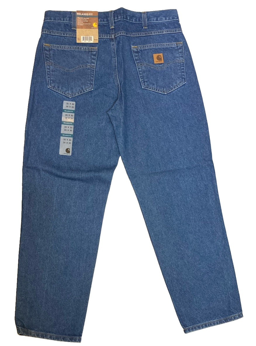 Carhartt B17 Jeans Mens 35×30 Blue Relaxed Fit Tapered Leg Denim Work Pants