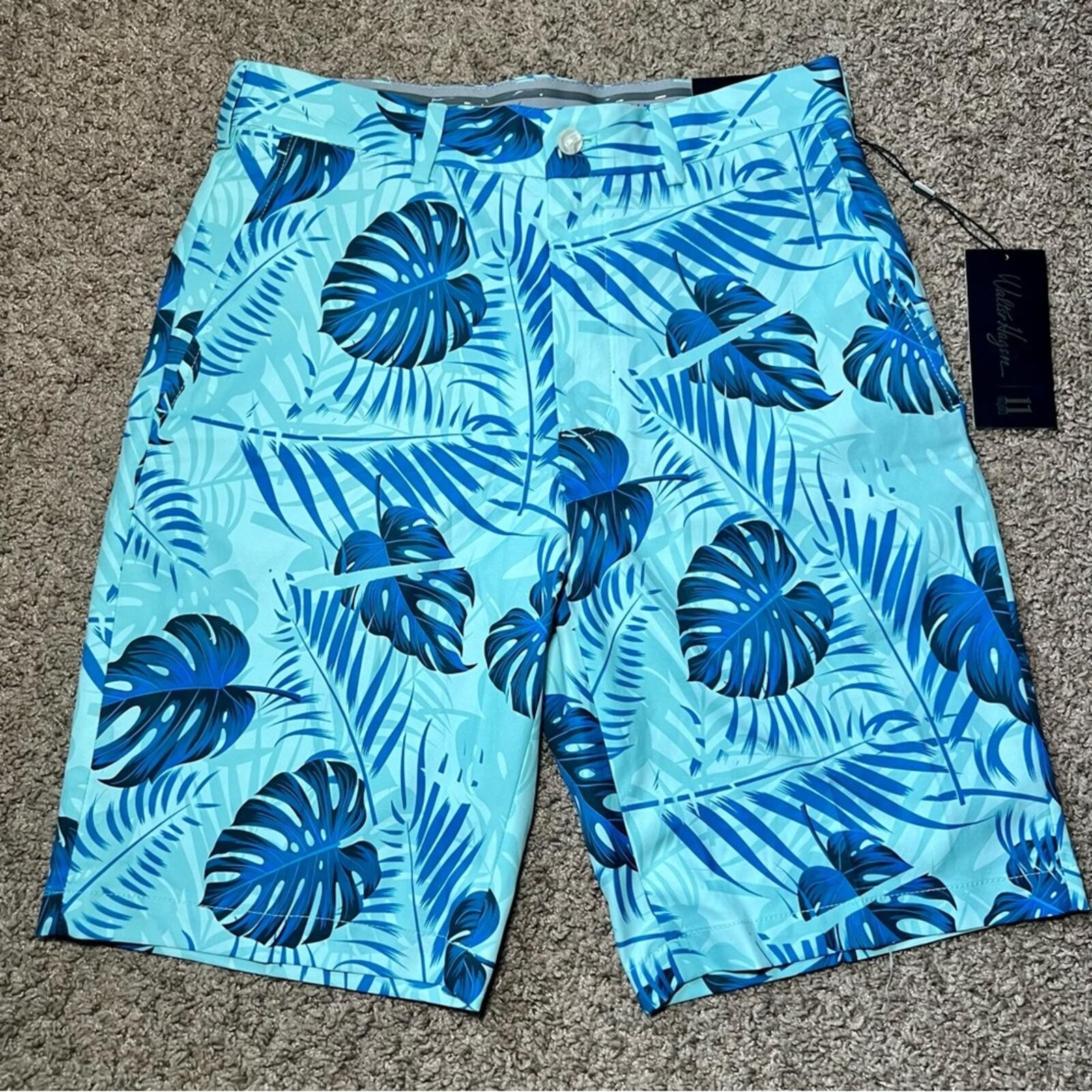 Walter Hagen Mens Medium Blue Tropical Performance Stretch Golf Shorts