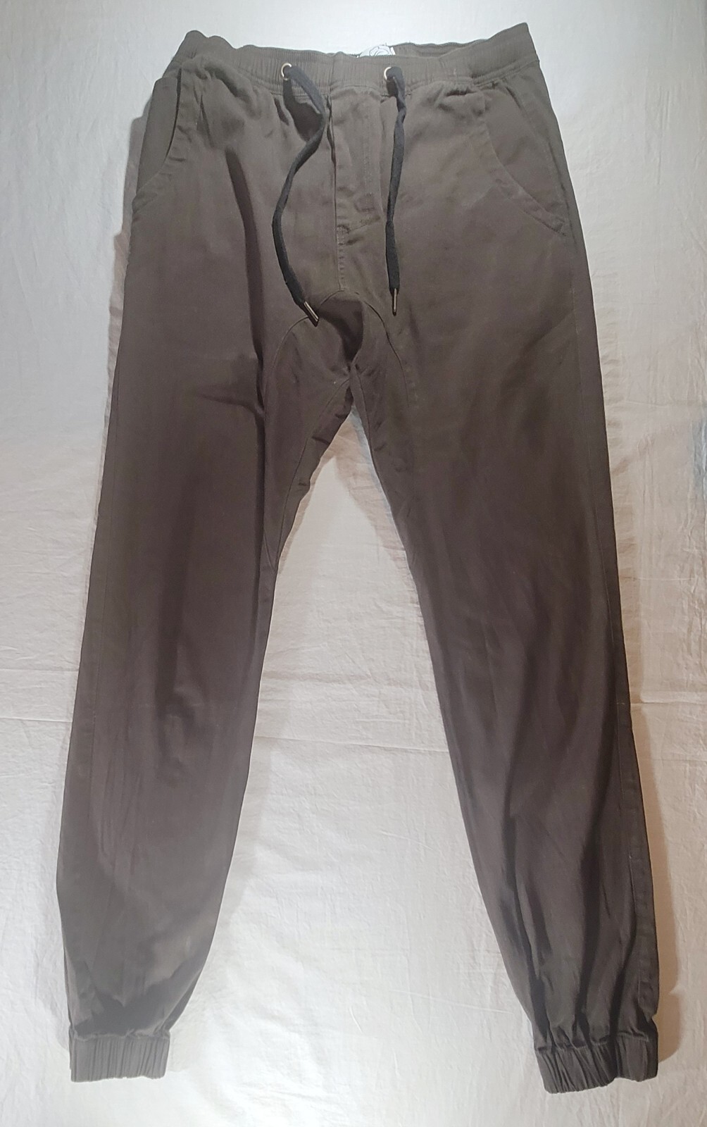 Kuwalla Tee Jogger Pants Men Medium Dark Brown Cotton Stretch Pockets Drawstring