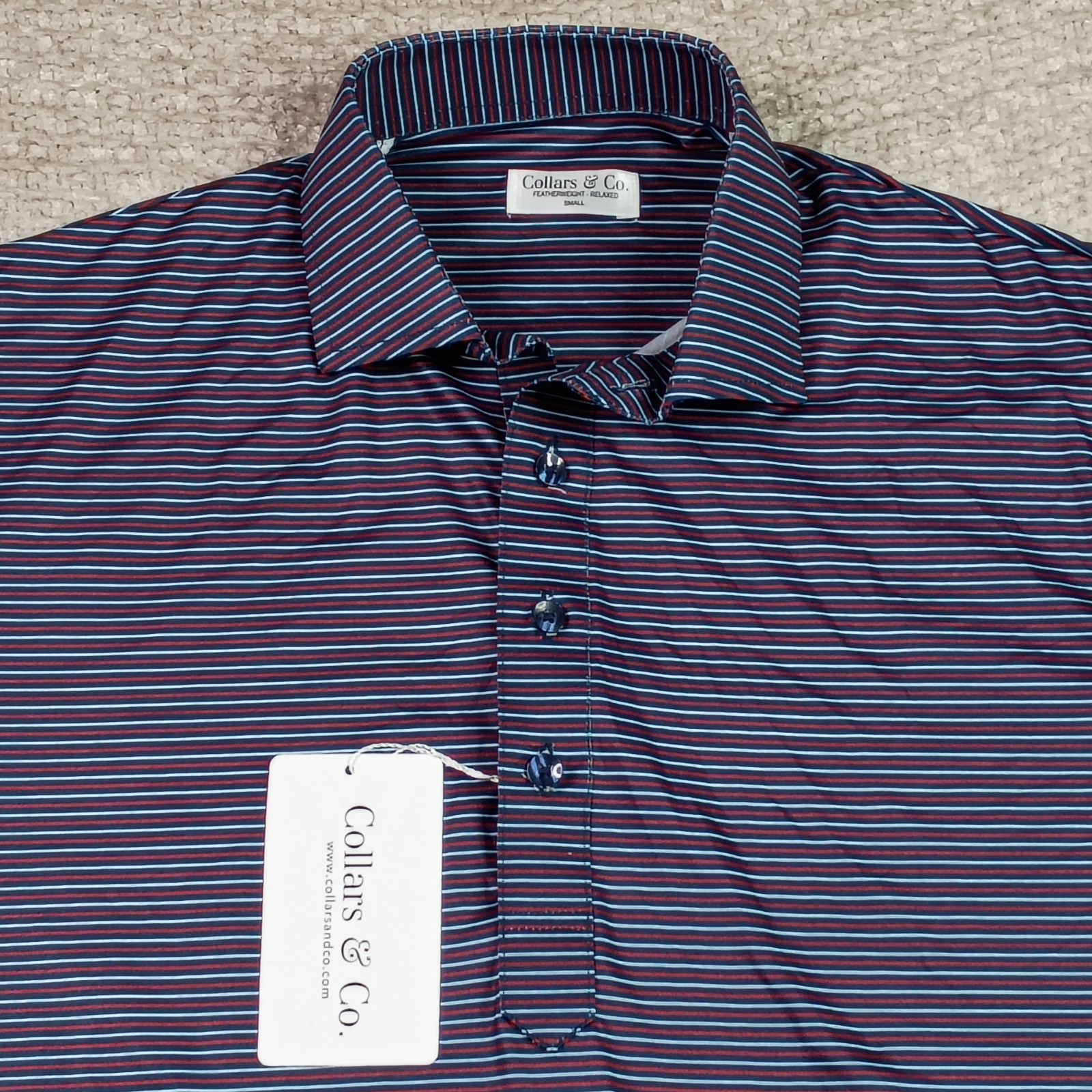 Collars and Co Featherweight Relaxed Short Sleeve Polo Multicolo Striped S NWT..
