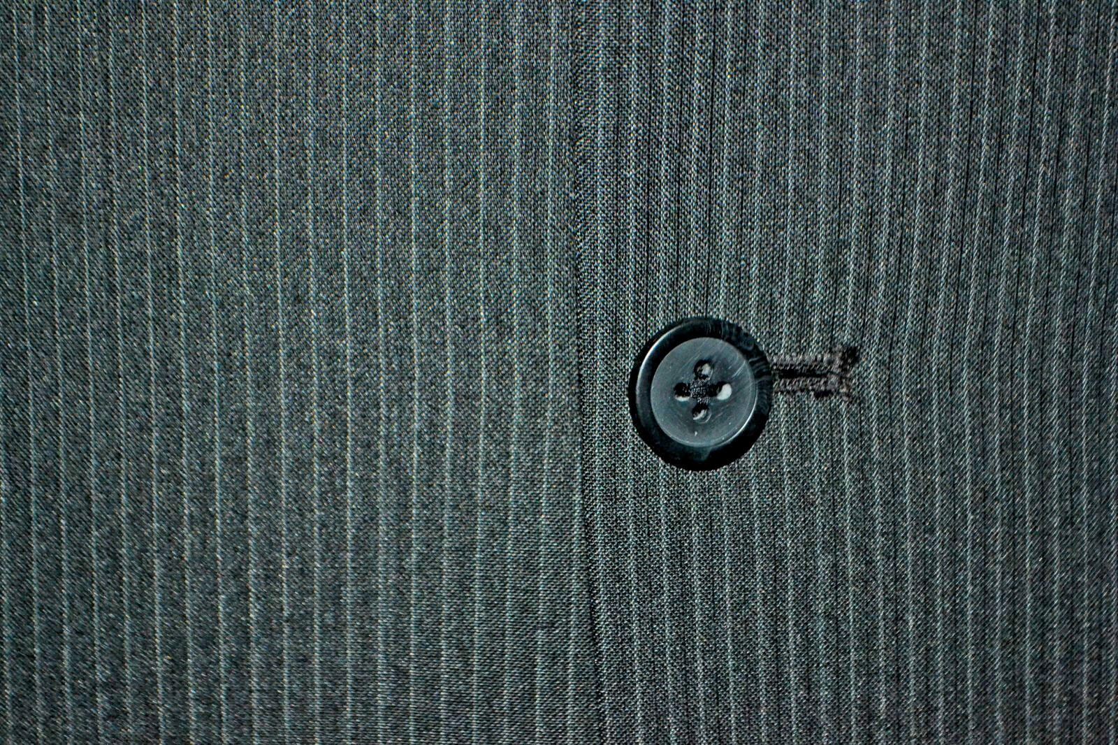 Stafford Men Black Stripes Polyester Viscose 2 Button Suit Sz 50R Wst 46×30