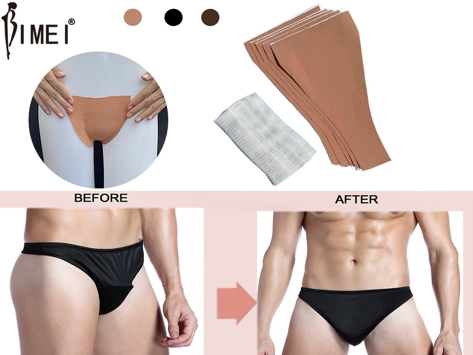 BIMEI Tucking Tape Kit Self-adhesive Reusable Transgender Crossdresser,3 Colors