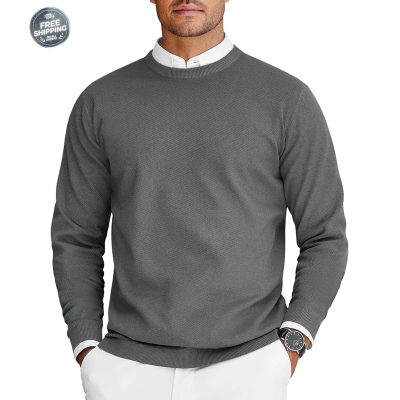 New Mens Crew Neck Sweaters Long Sleeve Knit Pullover Dress Shirt Casual Gift