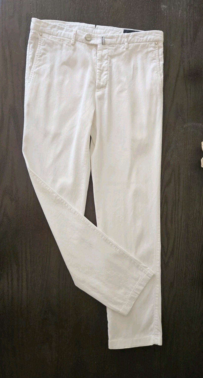 KITON slim 33(32) men Linen Limited Edition White ITALY Gorgeous pants Authentic