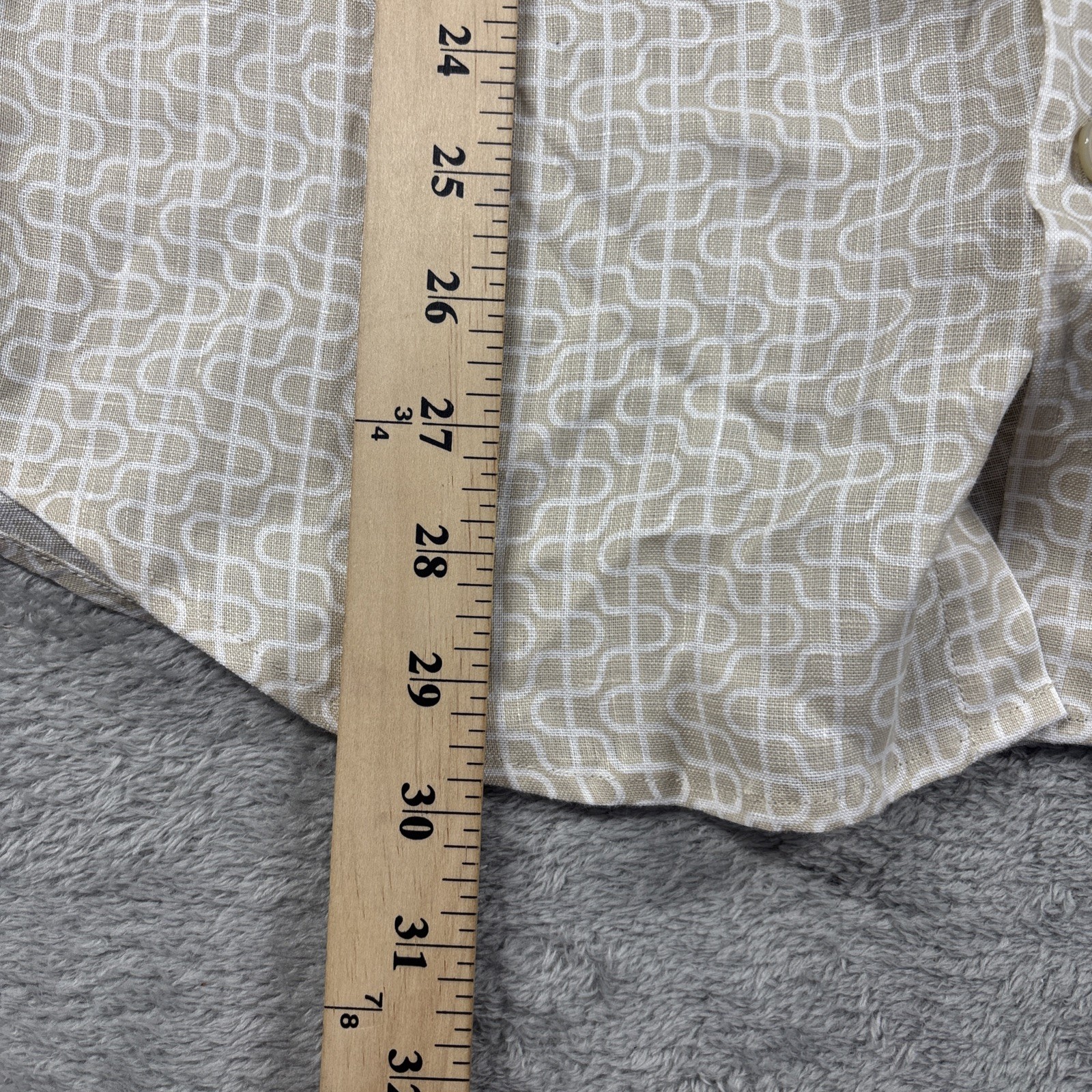 The Men’s Store at Bloomingdales Geometric Pattern Linen Shirt Beige Size XL NWT
